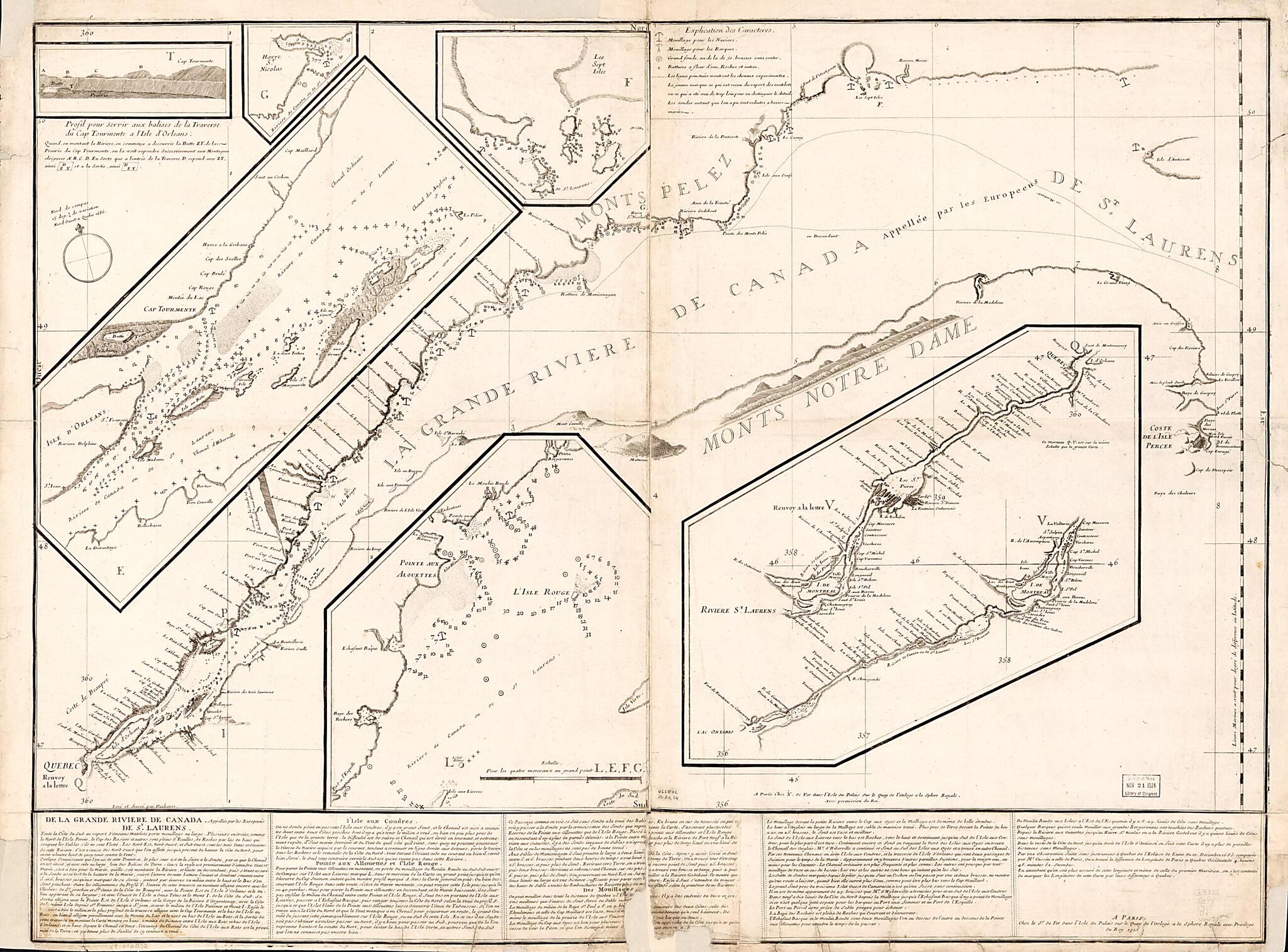 This old map of De La Grande Rivière De Canada : Appellée Par Les Europeens De St. Laurens from 1715 was created by Deshayes, Nicolas De Fer in 1715