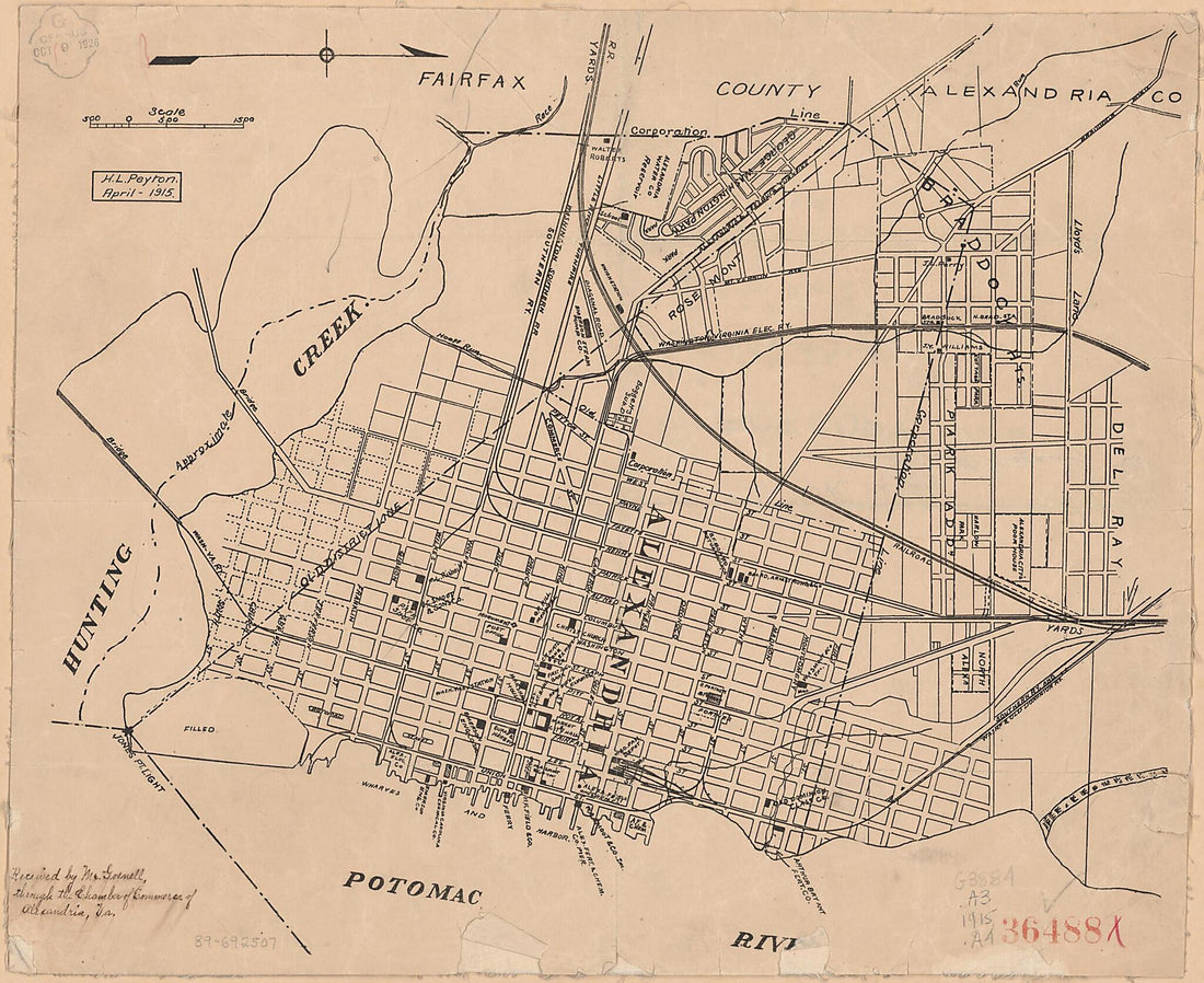 This old map of Alexandria, Virginia from 1915 was created by Alexandria (Va.). Office of City Engineer, H. L. (Harrie L.) Peyton, United States. Bureau of the Census in 1915
