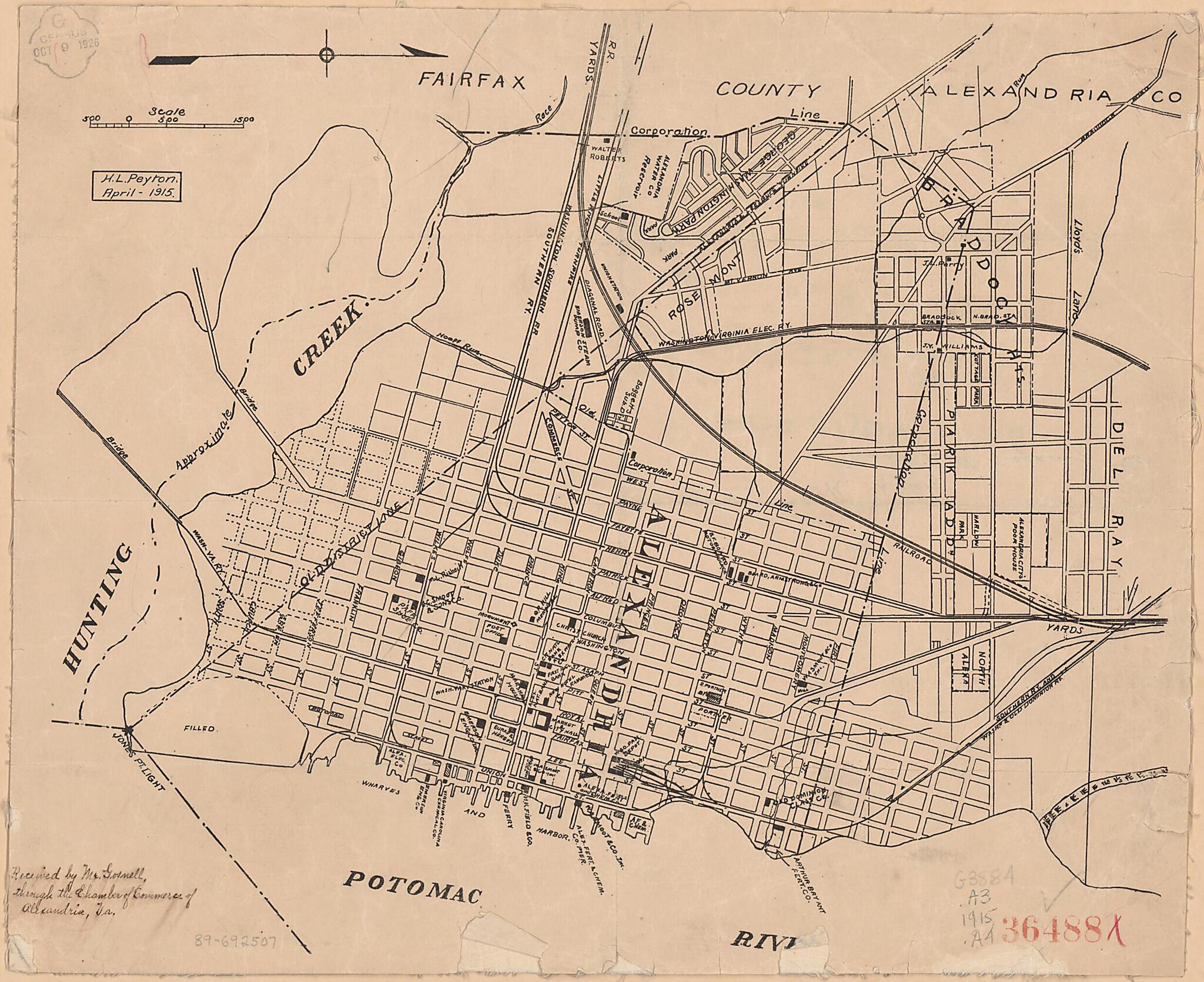 This old map of Alexandria, Virginia from 1915 was created by Alexandria (Va.). Office of City Engineer, H. L. (Harrie L.) Peyton, United States. Bureau of the Census in 1915
