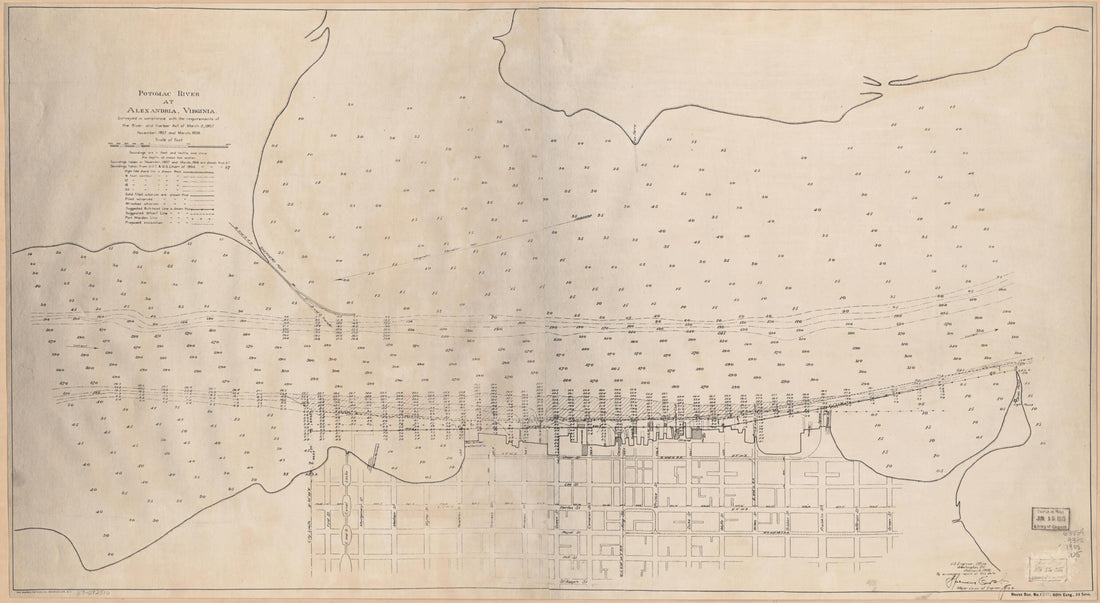 This old map of Potomac River at Alexandria, Virginia : Surveyed In Compliance With the Requirements of the River and Harbor Act of March 2, 1907, November 1907 and March from 1908 was created by Spencer Cosby, United States. Army. Corps of Engineers in
