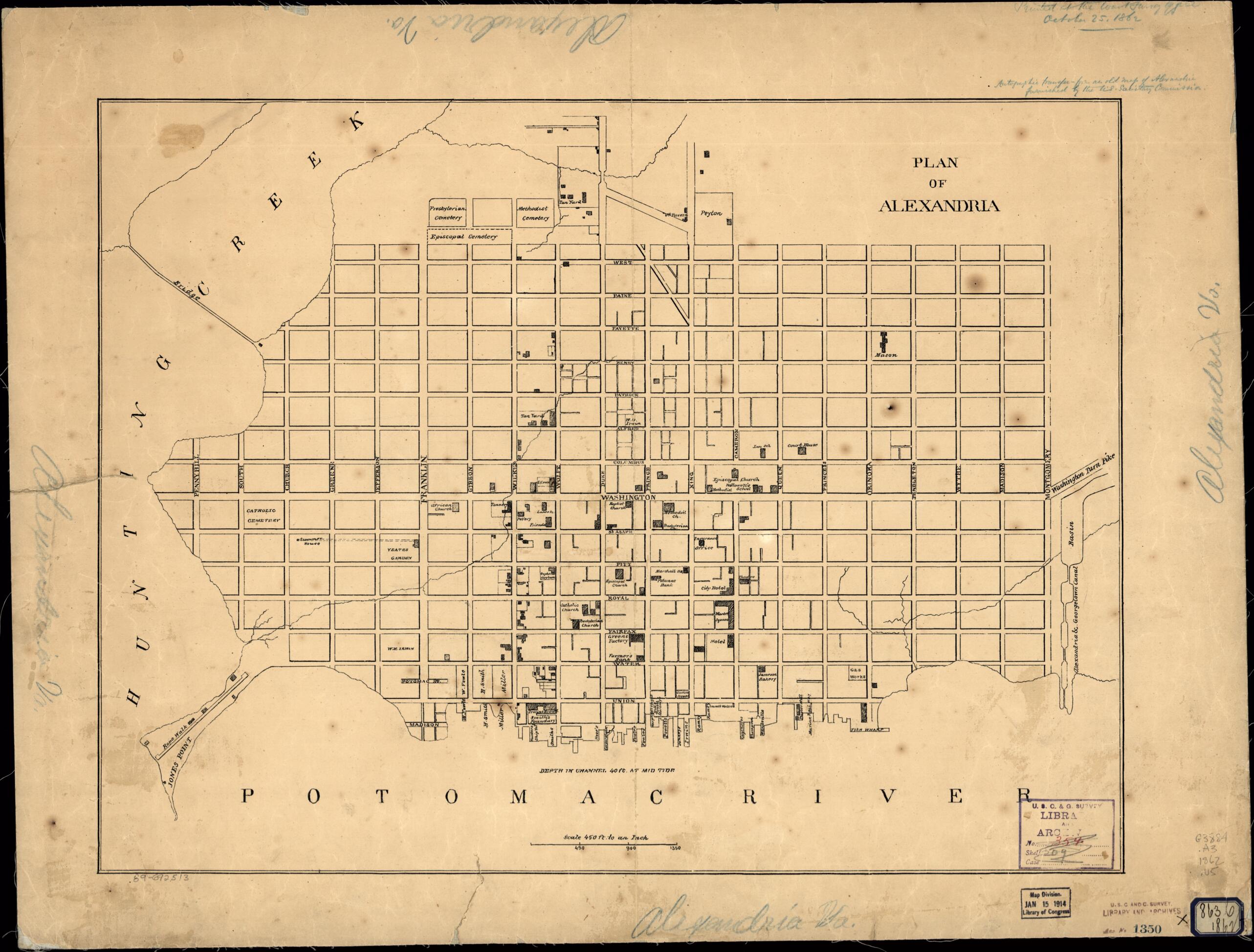 This old map of Plan of Alexandria from 1862 was created by United States Coast Survey in 1862