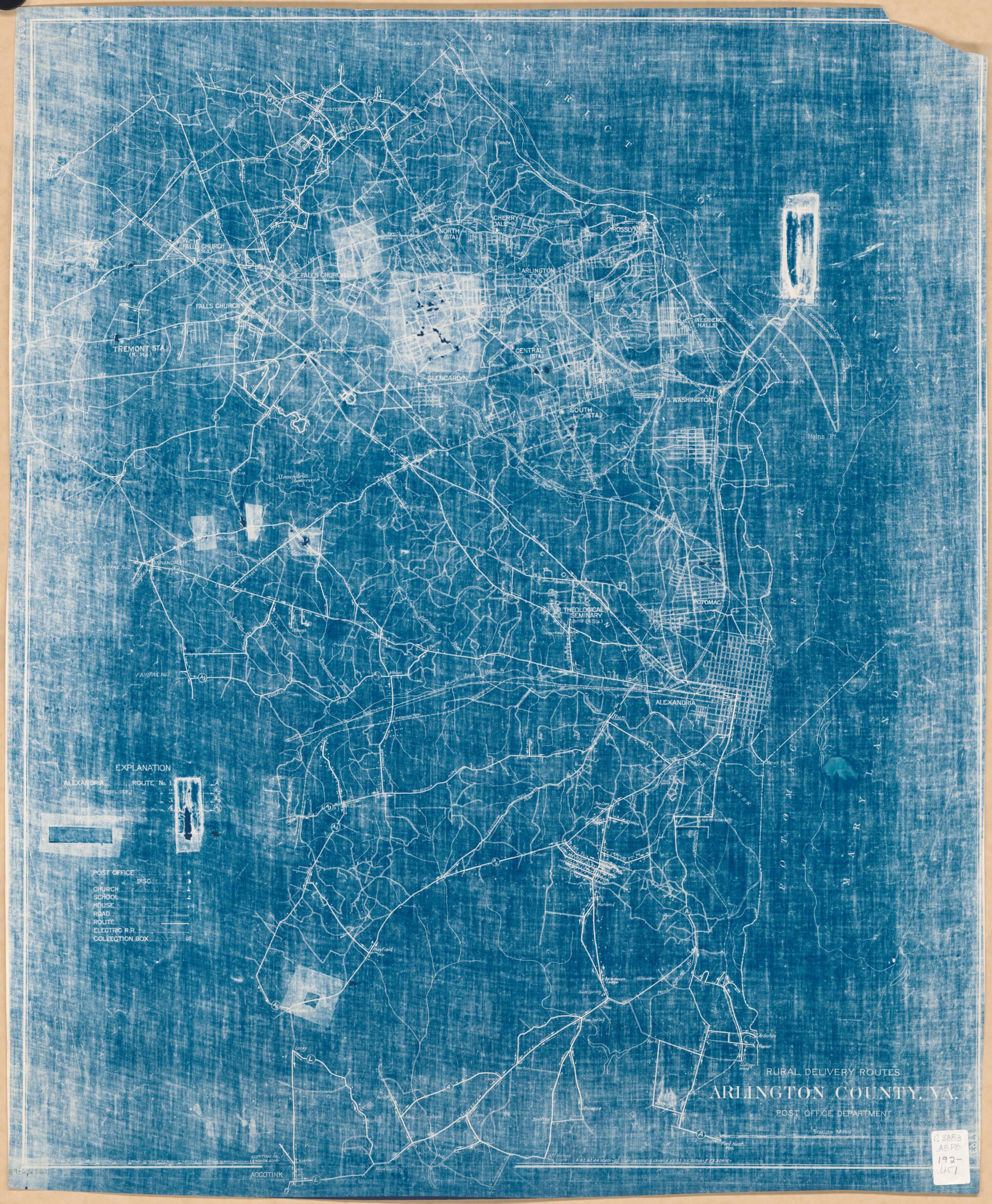 This old map of Rural Delivery Routes, Arlington County, Va from 1920 was created by United States. Post Office Department in 1920