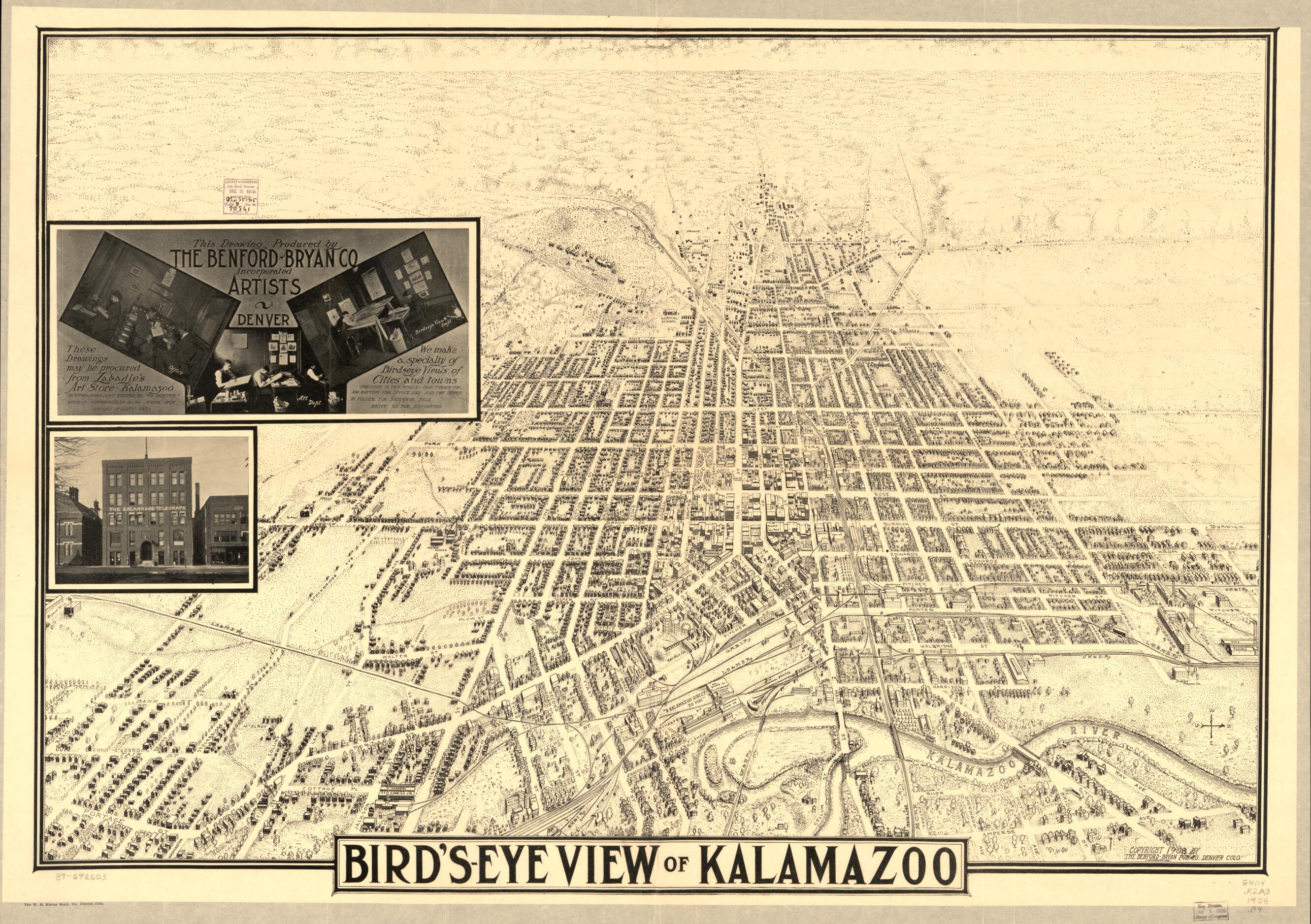 Bird s Eye View Of Kalamazoo From 1908 Old Map Print 26 7 In X 37 9 bird-s-eye-view-of-kalamazoo-from-1908-old-map-print-26-7-in-x-37-9