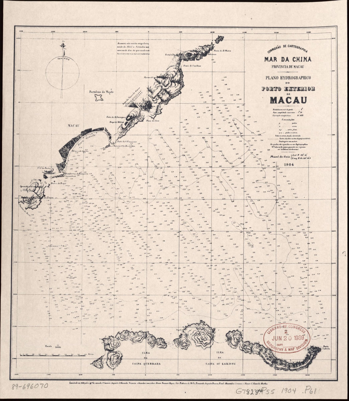 Mar Da China, Provincia De Macau ; Plano Hydrográphico sic Do Pôrto Exterior De Macau 1904 by Relic Map Company