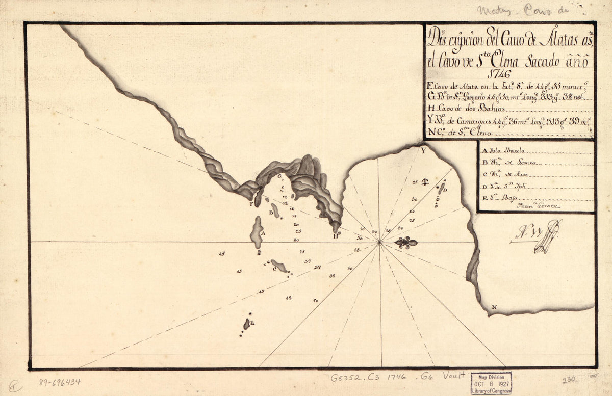 Discripción Del Cauo De Matas Asta., El Cauo De Sta. Elena, Sacado Año 1746 by Relic Map Company