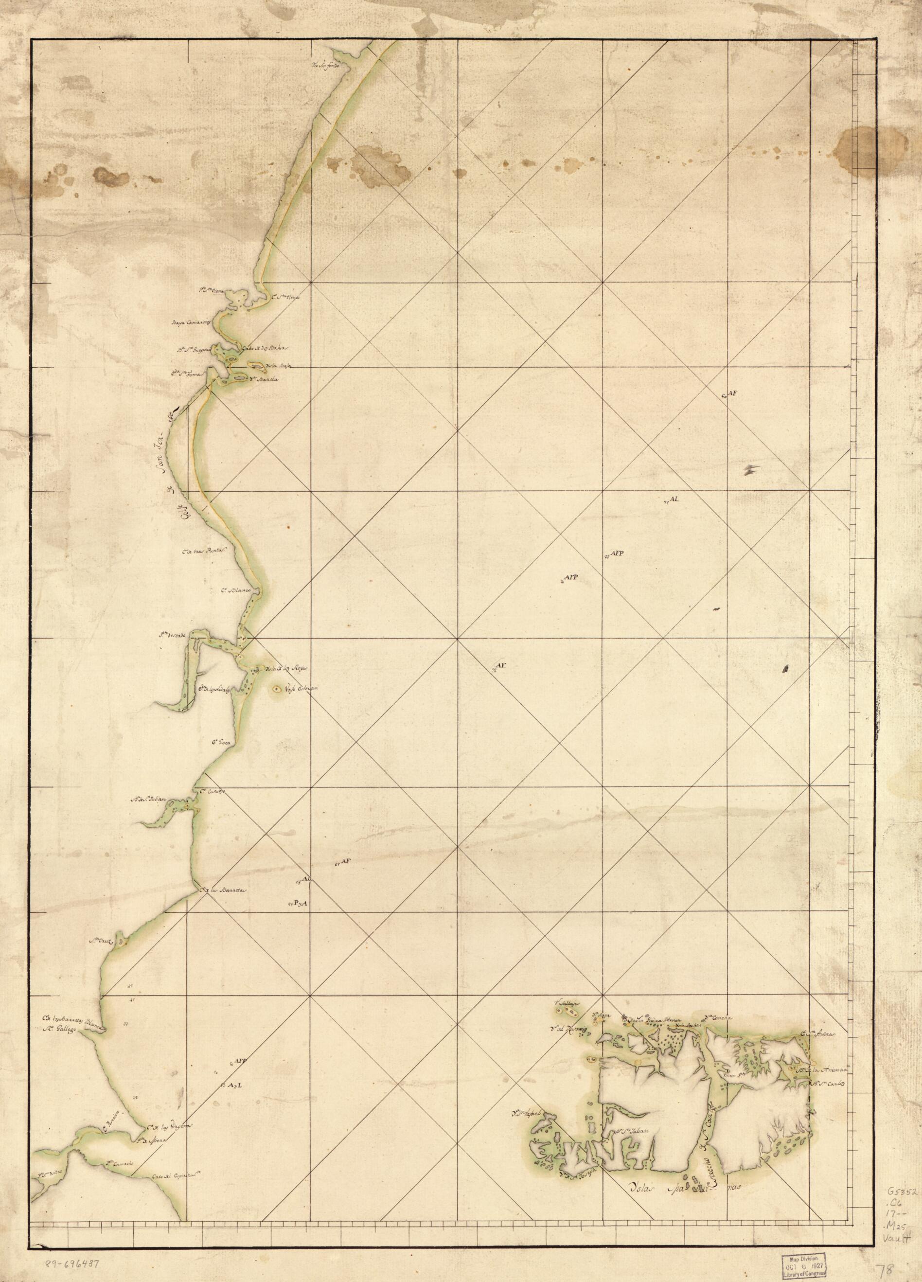 This old map of Map Showing Coast of Argentina from 42⁰S to 53⁰S (Chubut River to Strait of Magellan Including Falkland Islands) from 1700 was created by in 1700