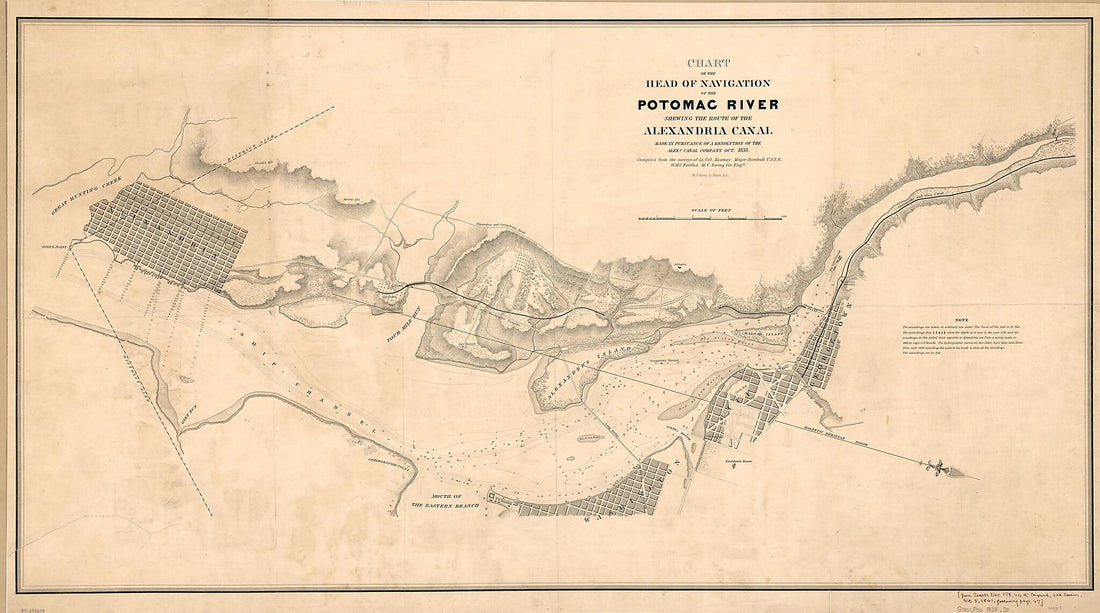 This old map of Chart of the Head of Navigation of the Potomac River Shewing the Route of the Alexandria Canal : Made In Pursuance of a Resolution of the Alex&