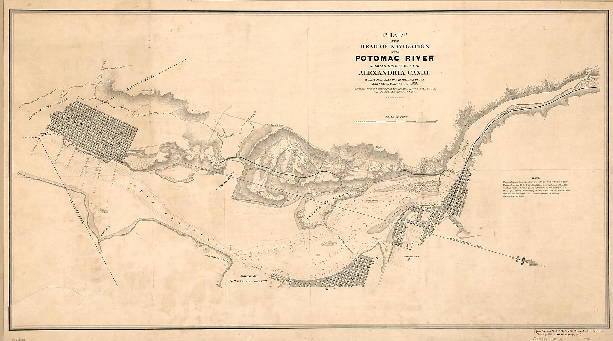 This old map of Chart of the Head of Navigation of the Potomac River Shewing the Route of the Alexandria Canal : Made In Pursuance of a Resolution of the Alex&