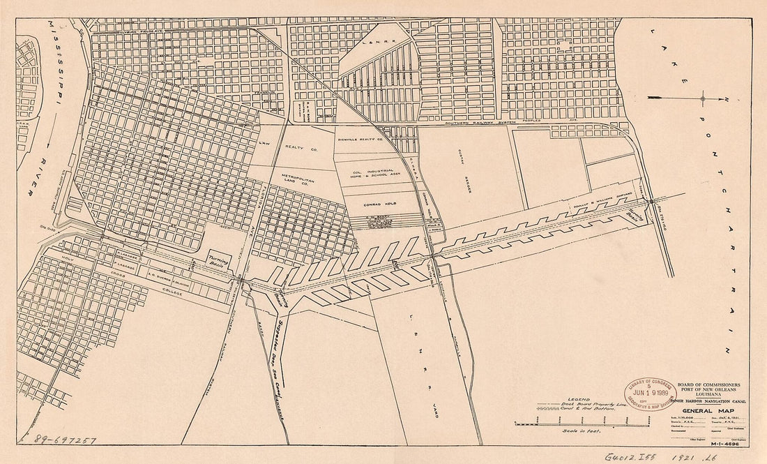 This old map of Inner Harbor Navigation Canal, General Map from 1921 was created by Louisiana. Board of Commissioners of the Port of New Orleans in 1921