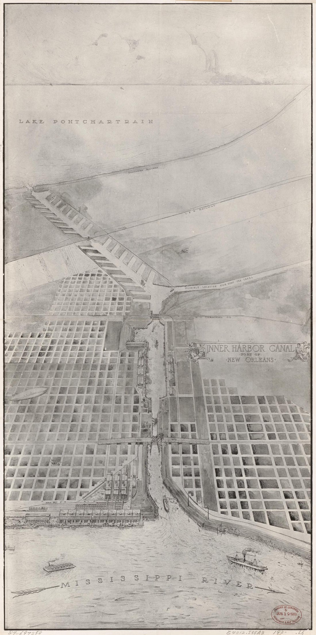 This old map of Inner Harbor Canal from 1920 was created by Louisiana. Board of Commissioners of the Port of New Orleans in 1920