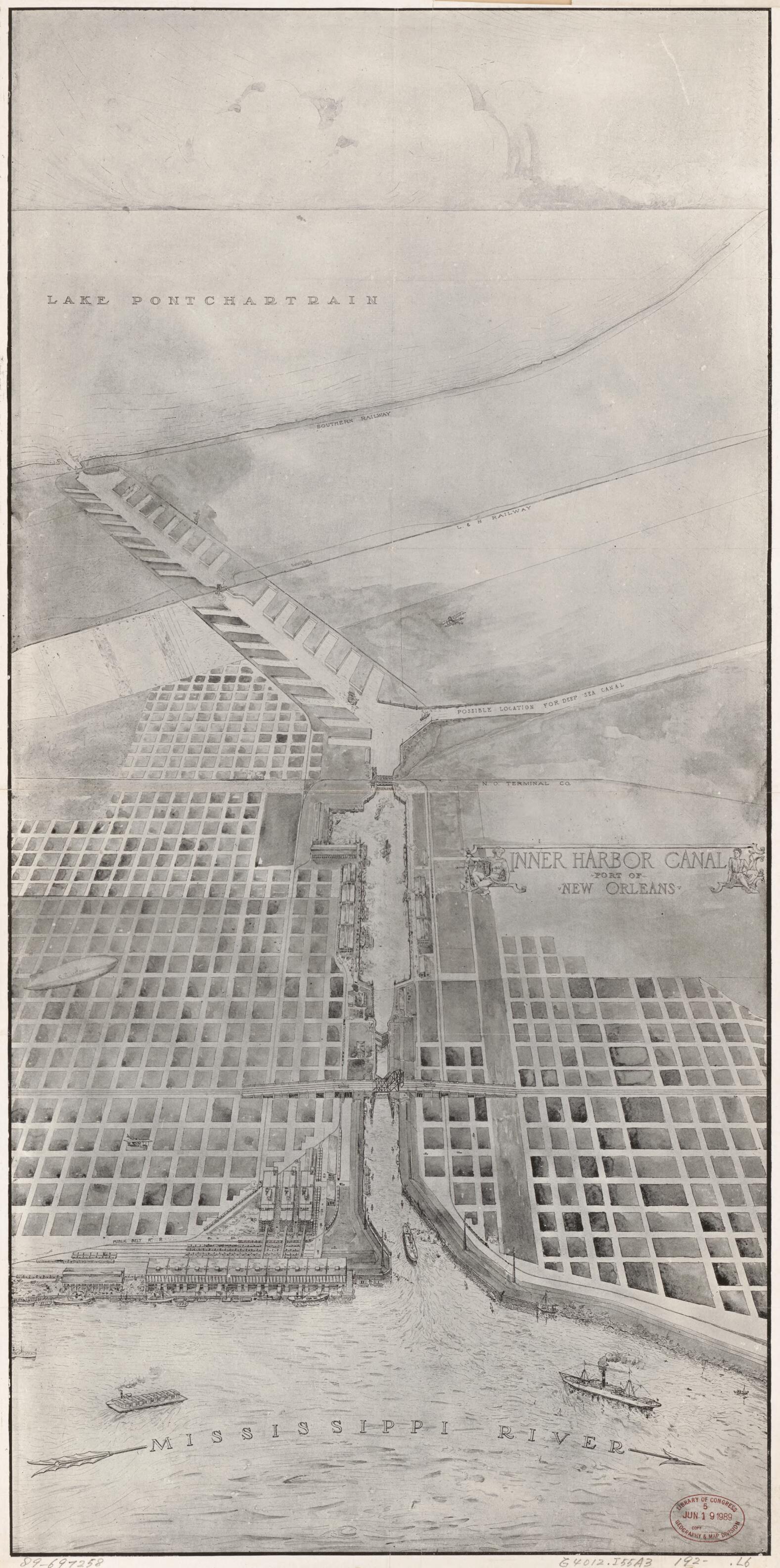 This old map of Inner Harbor Canal from 1920 was created by Louisiana. Board of Commissioners of the Port of New Orleans in 1920
