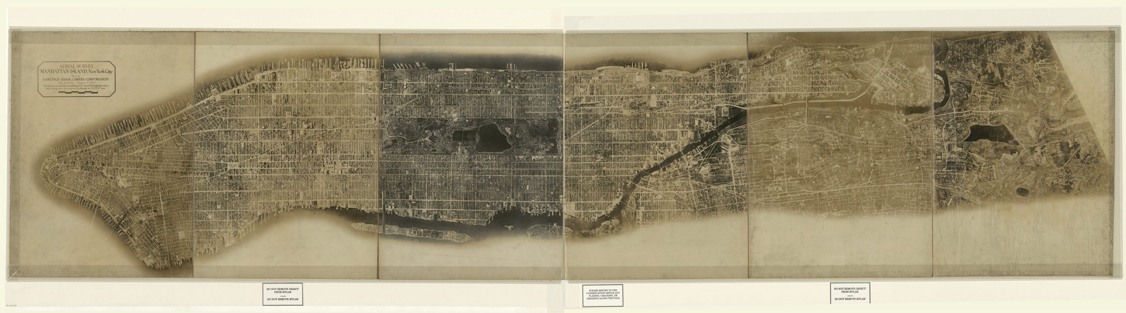 This old map of Aerial Survey, Manhattan Island, New York City from 1921 was created by Fairchild Aerial Camera Corporation in 1921