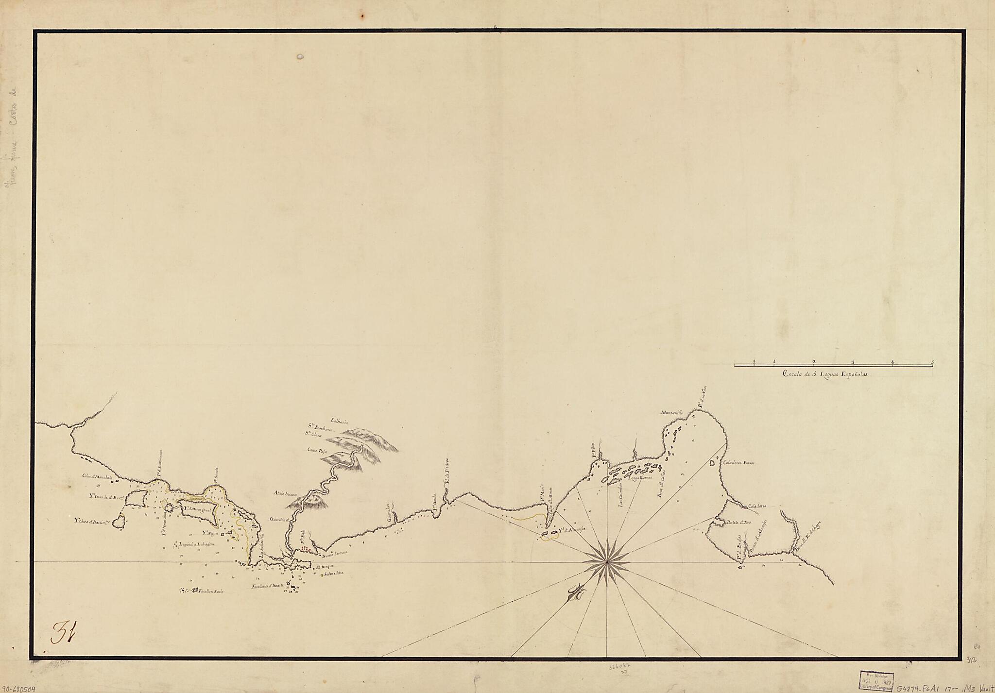 This old map of Map Showing Coast of Portobelo Region from 1700 was created by in 1700
