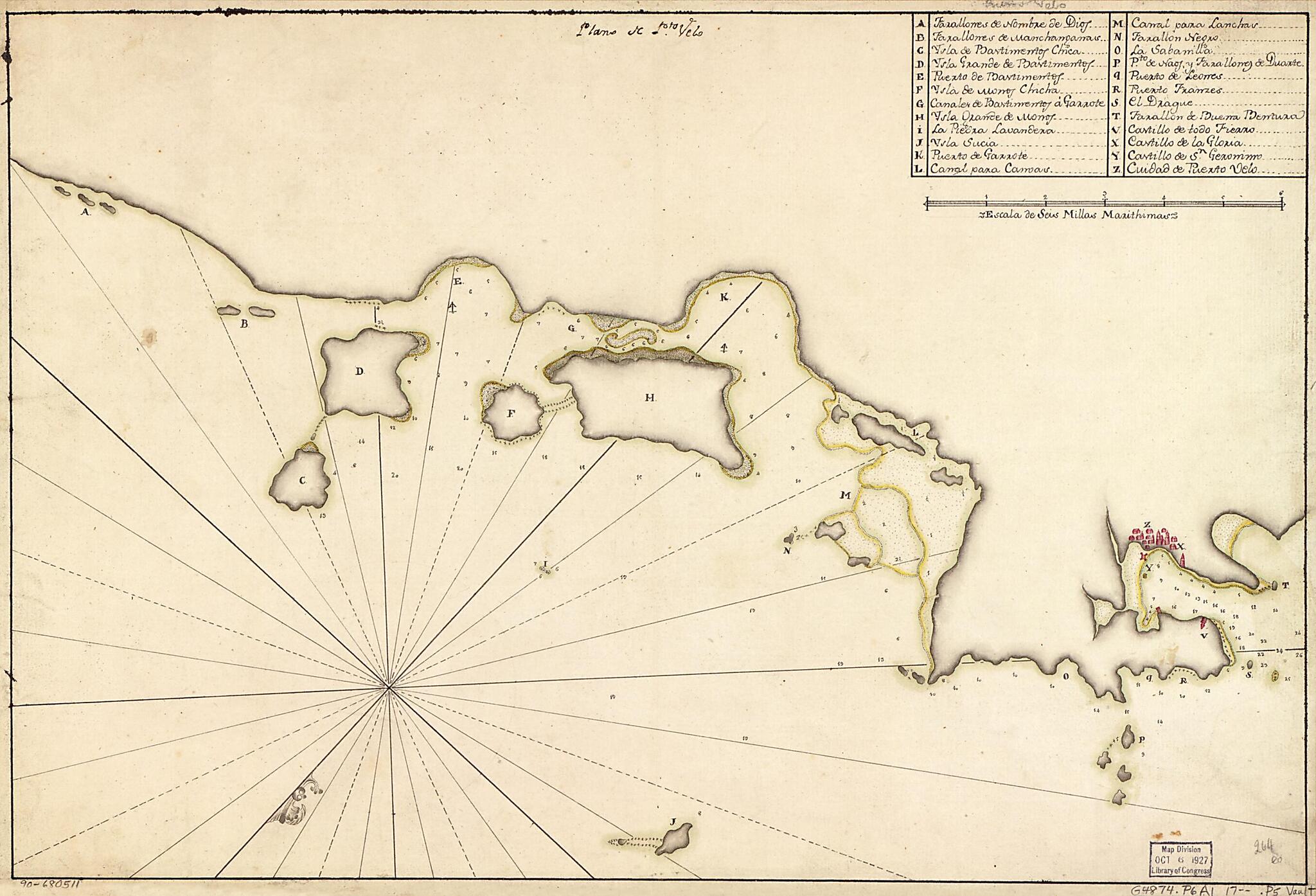 This old map of Plano De Pto. Velo from 1700 was created by in 1700