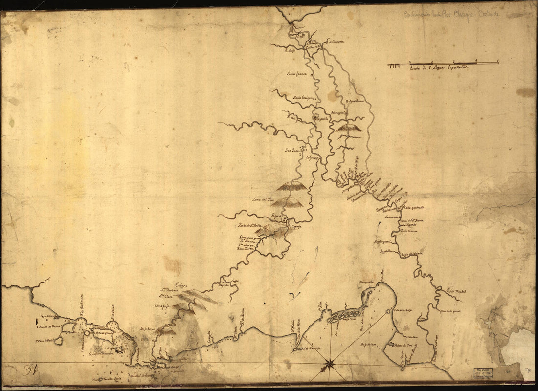 This old map of Map of Central Panama Showing Chagres River and Its Tributaries from 1780 was created by in 1780