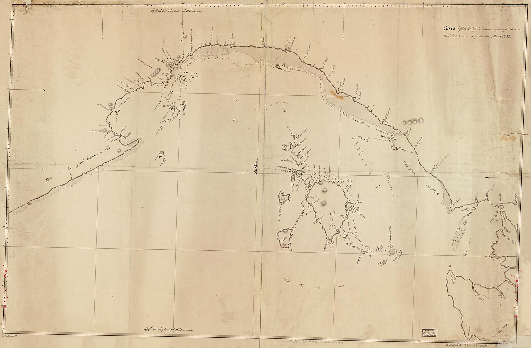 This old map of Carta Esférica Del Golfo De Panama from 1793 was created by in 1793