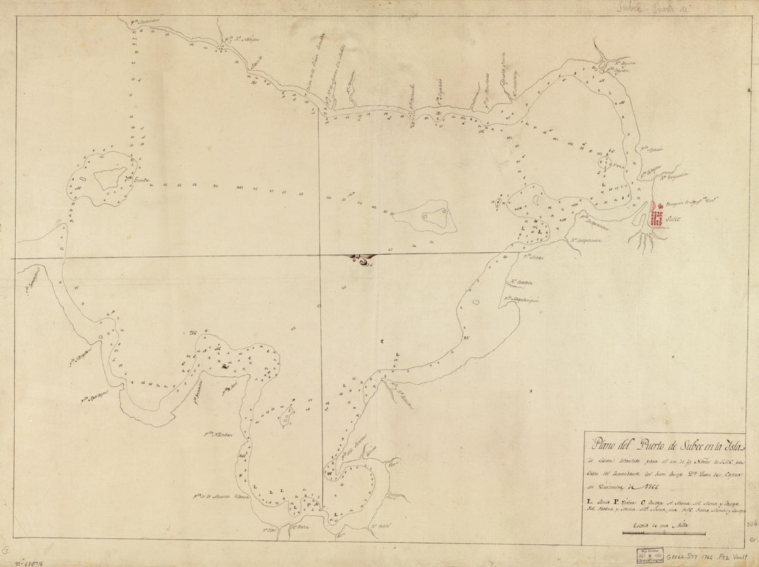 This old map of Plano Del Puerto De Subec En La Ysla De Ludson from 1766 was created by in 1766