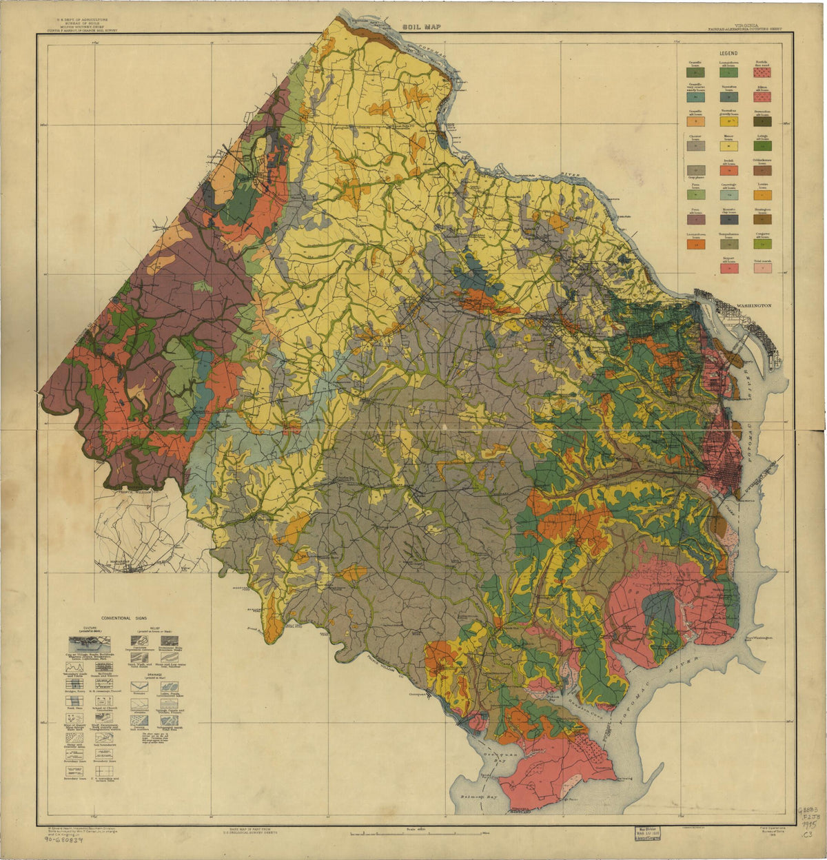 Alexandria Counties Sheet, Soil Map in 1915 by Relic Map Company