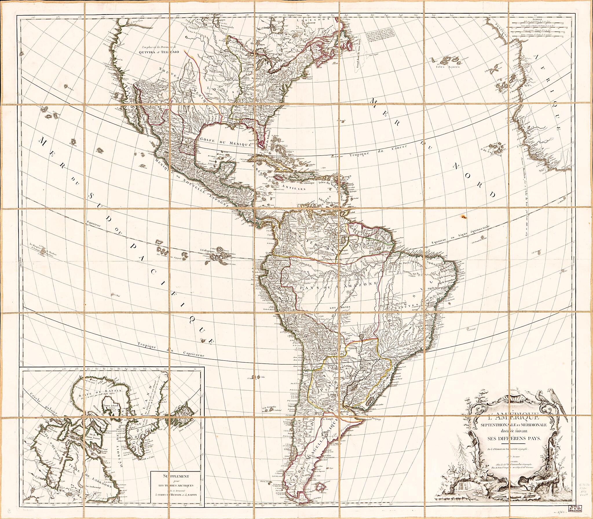 LʾAmérique Septentrionale Et Méridionale Divisée Suivant Ses Différens Pays 1780 by Relic Map Company