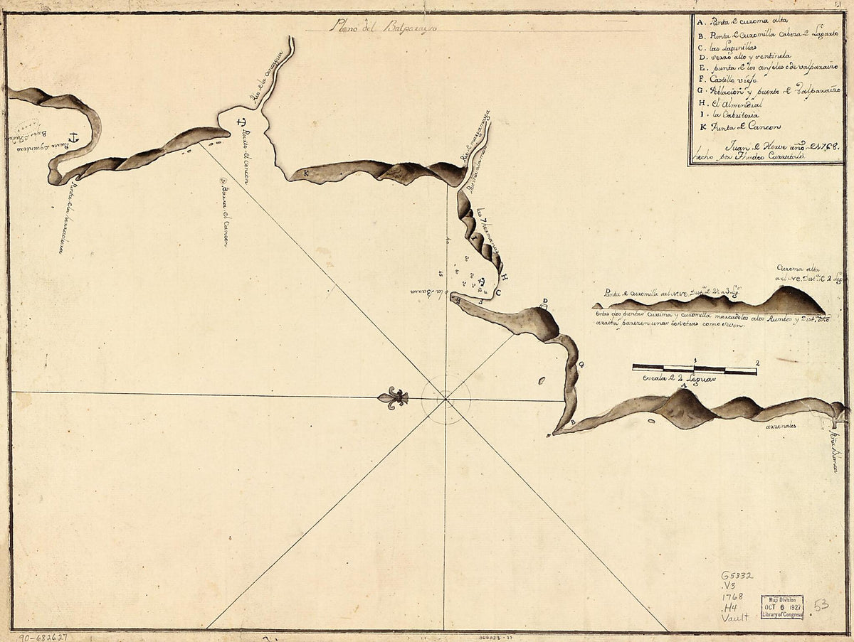Plano Del Balparayso 1768 by Relic Map Company