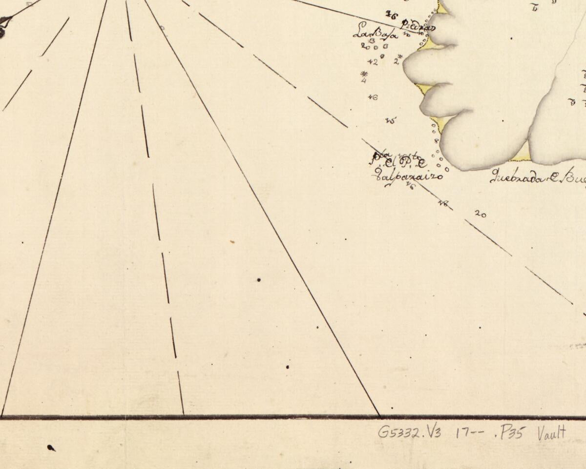 This old map of Plano De La Enzenada Y Pto. De Valparayzo En Las Costas Del Mar Del Sur Situado En La Latd. Austral De 33 Gs. 2 Ms. Y En La Longd. De 304 Gs. 11 Ms. Segun El Meridiano De Tenerife from 1700 was created by  in 1700