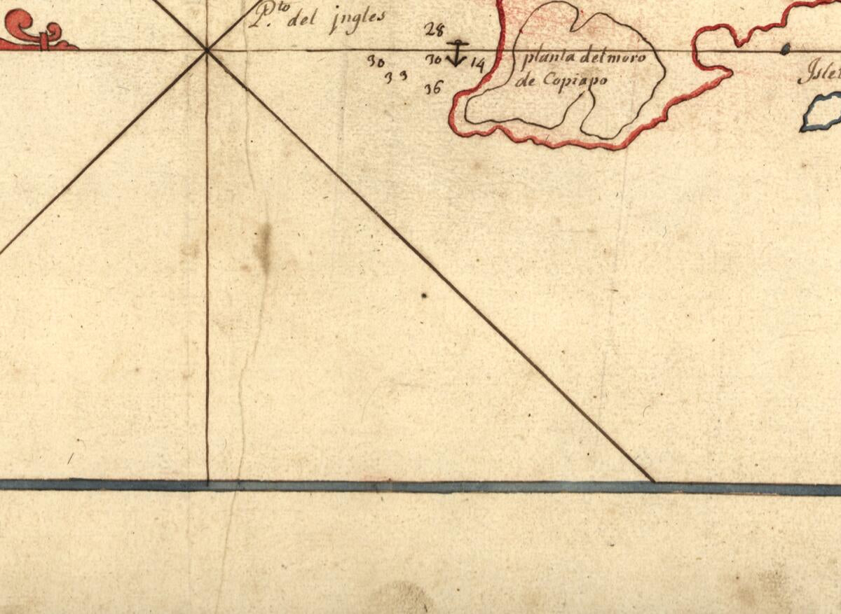 This old map of Plan Des Ports De Copiapo Situé Par 27 D. Latt. Sud La Variation Du Compas Corrigée from 1700 was created by  in 1700