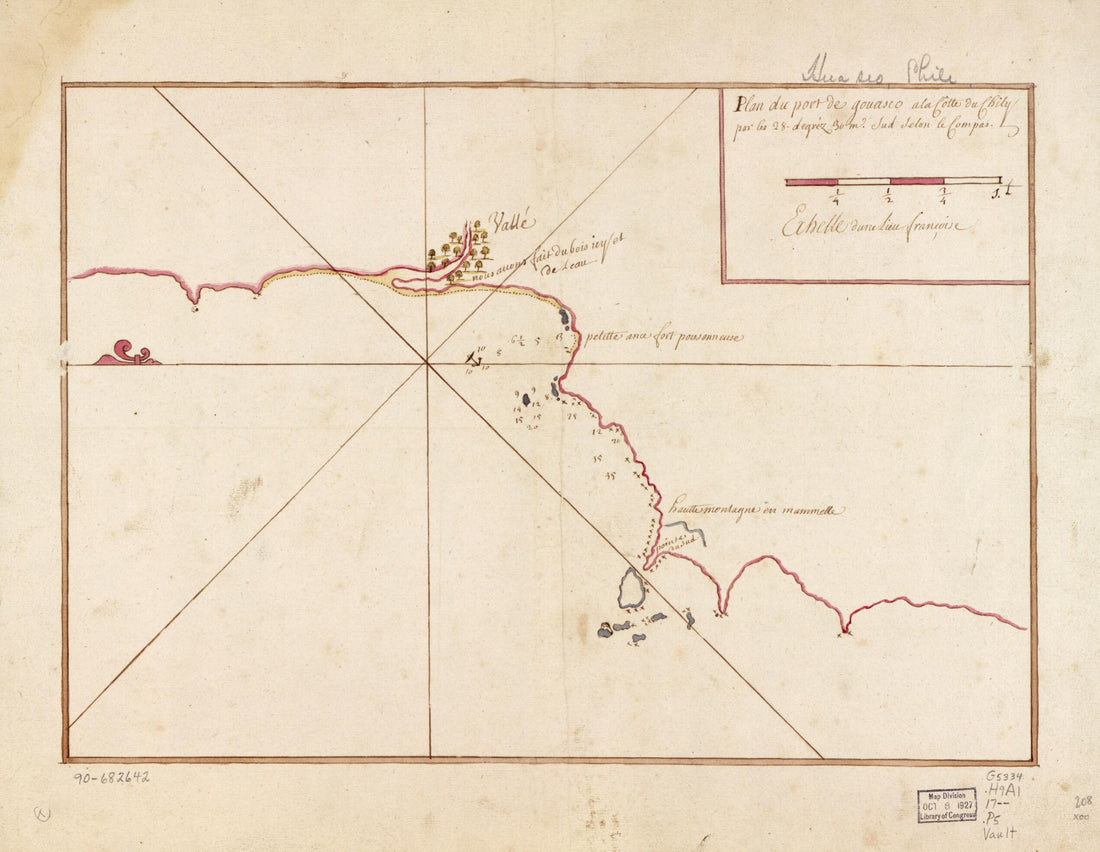 This old map of Plan Du Port De Gouasco a La Côtte Du Chily Par Les 28 Degréz 30 M. Sud Selon Le Compas from 1700 was created by in 1700