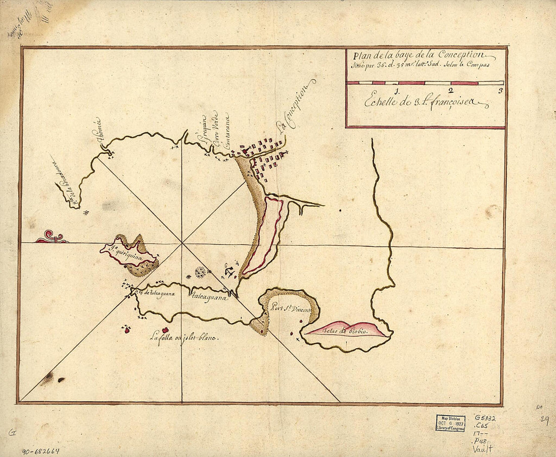 This old map of Plan De La Baye De La Conception Situé Par 36. D. 35 Ms. Latt. Sud Selon Le Compas from 1700 was created by in 1700