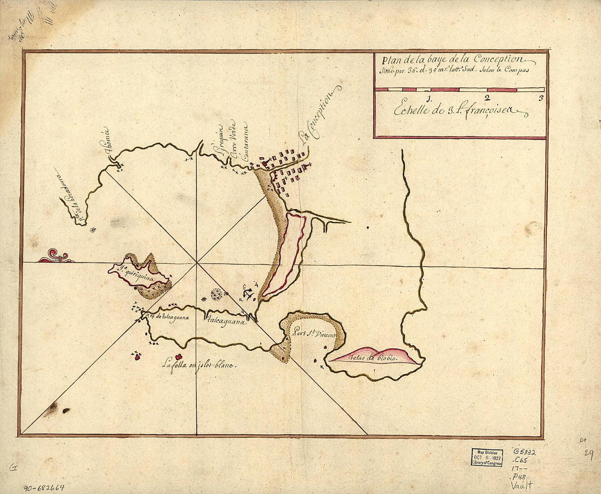 Plan De La Baye De La Conception Situé Par 36. D. 35 Ms. Latt. Sud Selon Le Compas 1700 by Relic Map Company