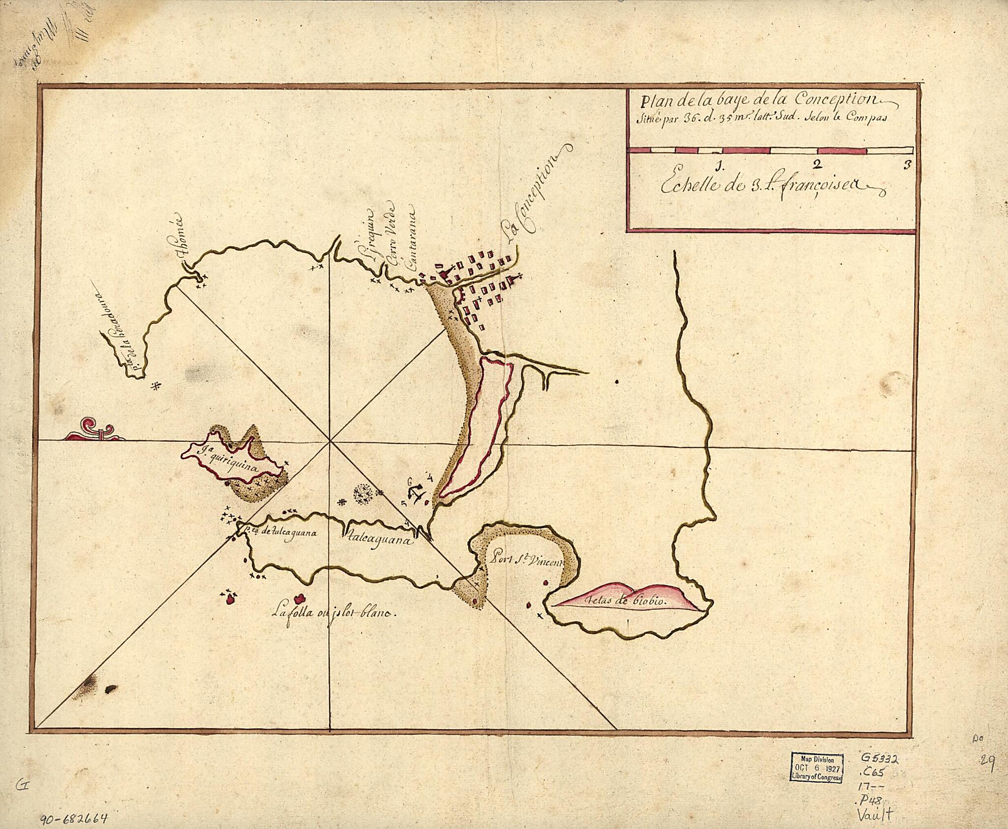 This old map of Plan De La Baye De La Conception Situé Par 36. D. 35 Ms. Latt. Sud Selon Le Compas from 1700 was created by in 1700