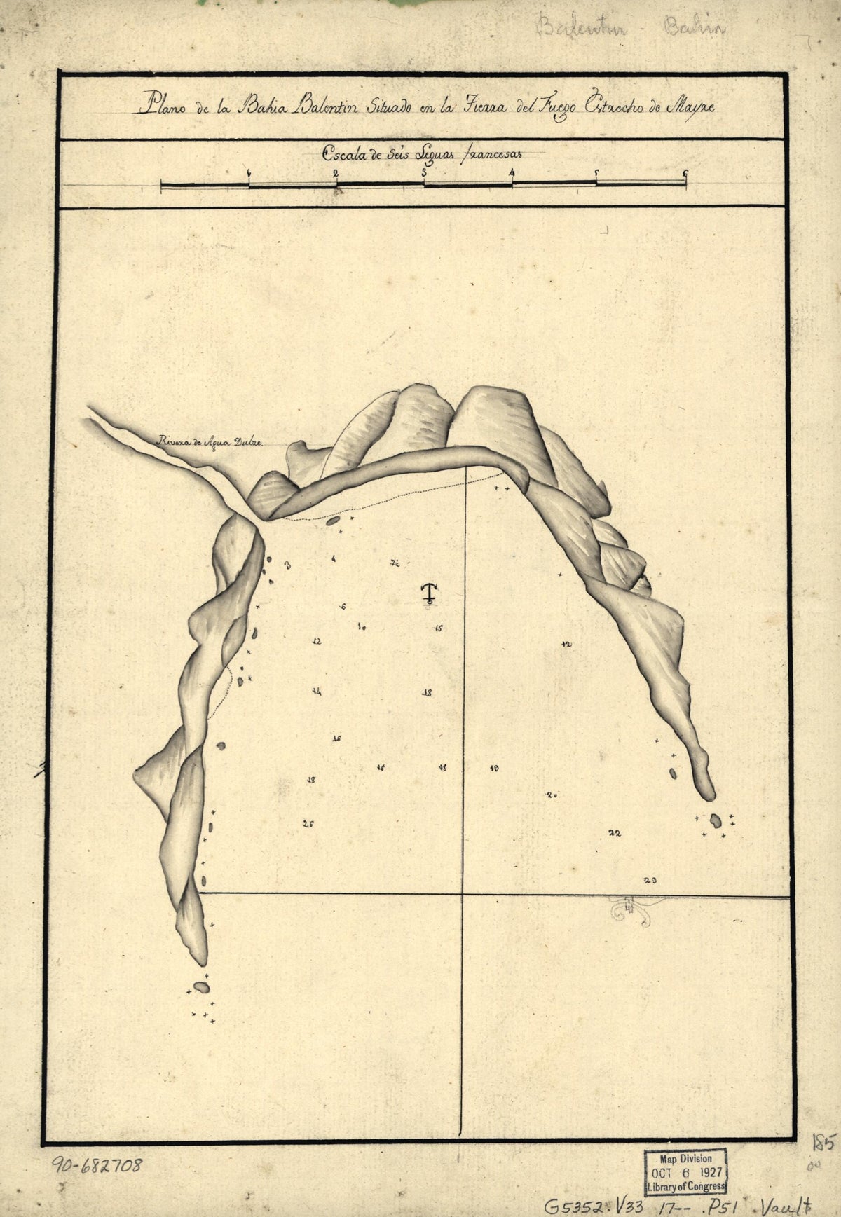 Plano De La Bahía Balentín Situado En La Tierra Del Fuego, Estrecho De Mayre in 1700 by Relic Map Company