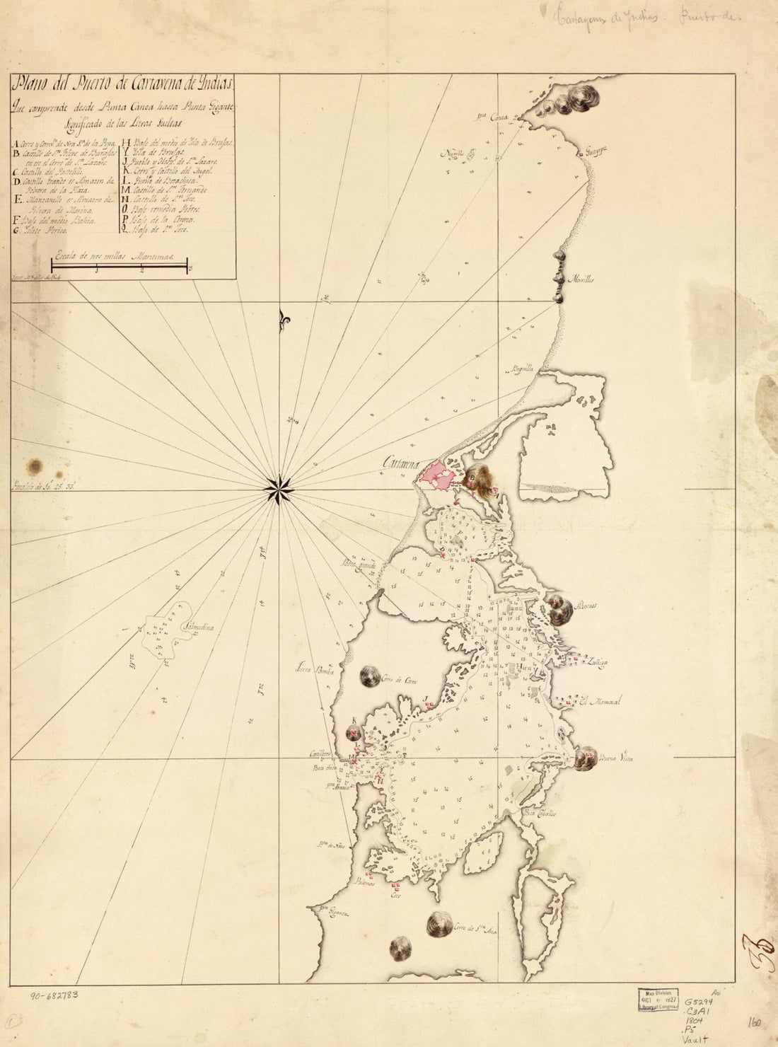 This old map of Plano Del Puerto De Cartavena De Yndias from 1804 was created by in 1804