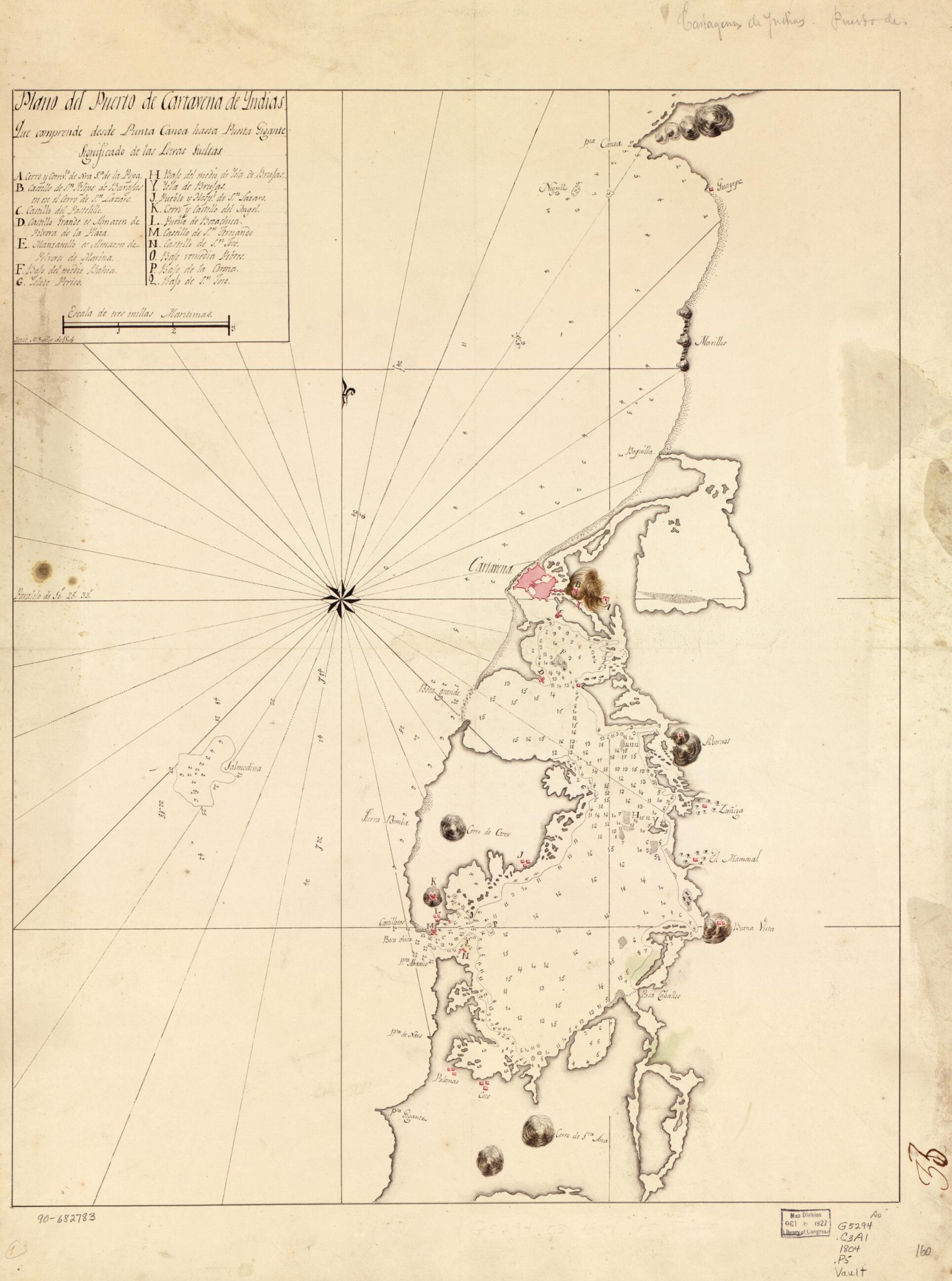 This old map of Plano Del Puerto De Cartavena De Yndias from 1804 was created by in 1804
