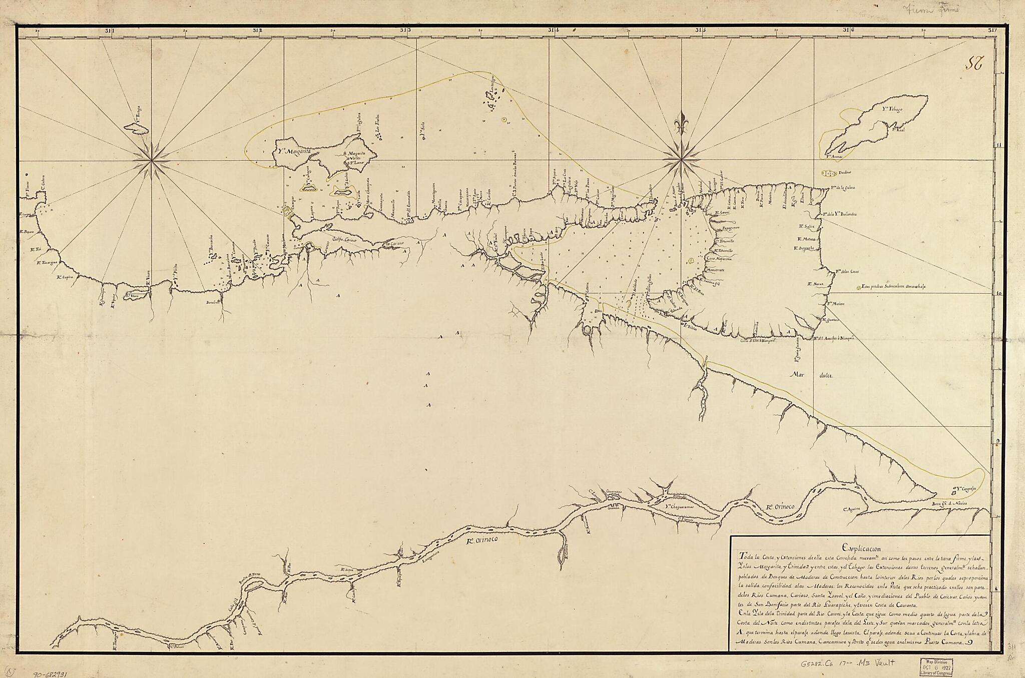 This old map of Map of Northeastern Coast of Venezuela Including Trinidad and Tobago Islands from 1700 was created by in 1700
