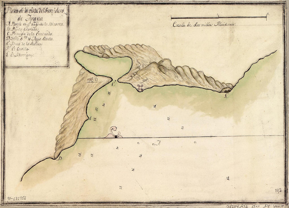 This old map of Plano De La Vista Del Surgidero De Araya from 1700 was created by in 1700
