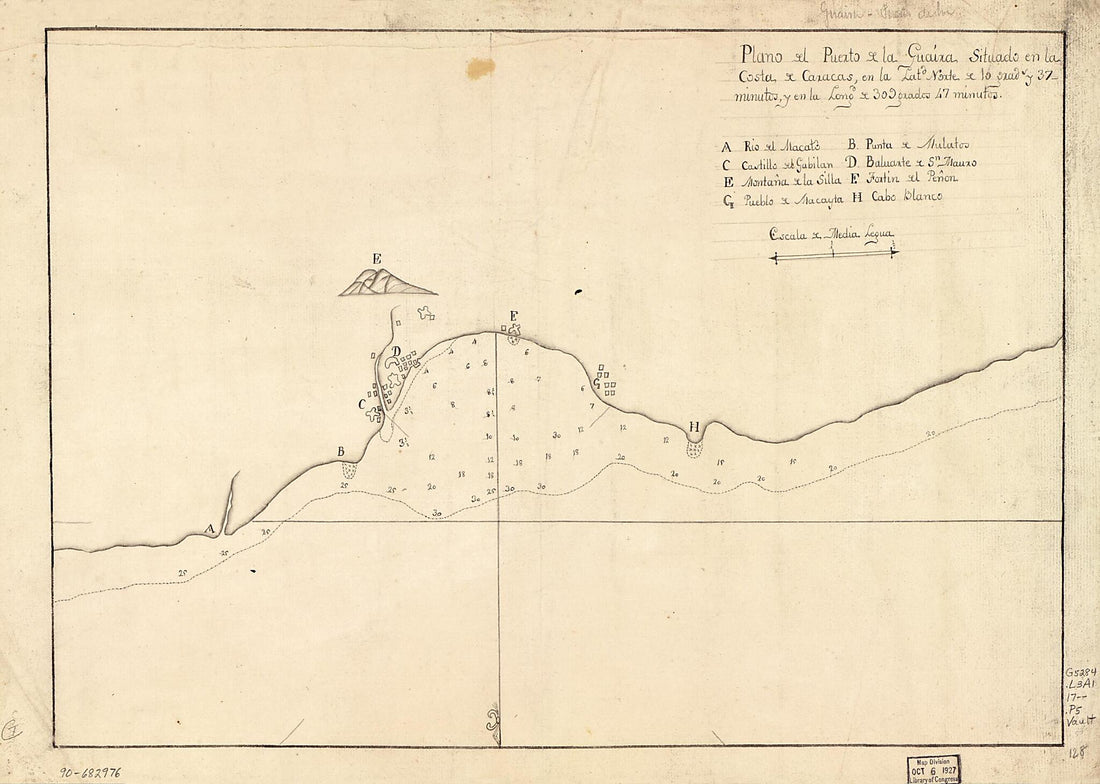 This old map of Plano Del Puerto De La Guaira Situado En La Costa De Caracas En La Latd. Norte De 10 Grads. Y 37 Minutos Y En La Longd. De 309 Grados 47 Minutos from 1700 was created by in 1700