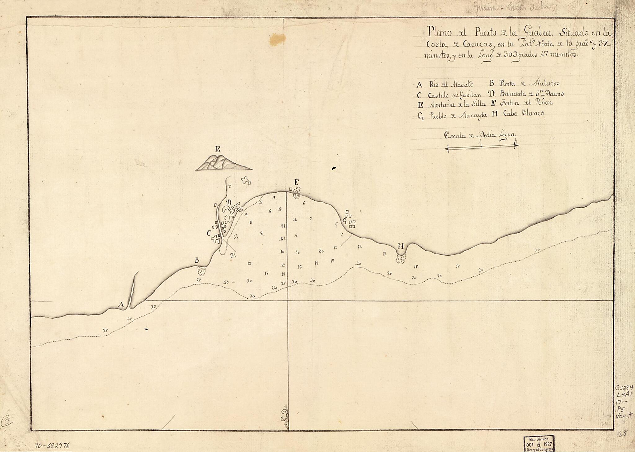 This old map of Plano Del Puerto De La Guaira Situado En La Costa De Caracas En La Latd. Norte De 10 Grads. Y 37 Minutos Y En La Longd. De 309 Grados 47 Minutos from 1700 was created by in 1700