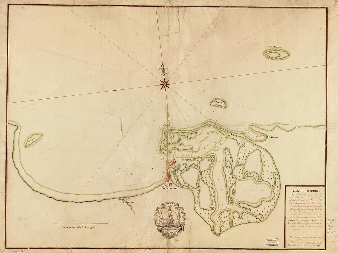 This old map of Plano O Descripcn. De Puerto Cavello Situado En La Latd. Norte 10 Gs. 28 Ms. Y En 307 Gs. 25 Ms. De Longd. Segn. Thenerife Sacado Pr. Los Pilotos De La Fragata De S.M. Nombradala Pura Y Limpia Concepción Qe. Vino a Operaces. Del Real Ser