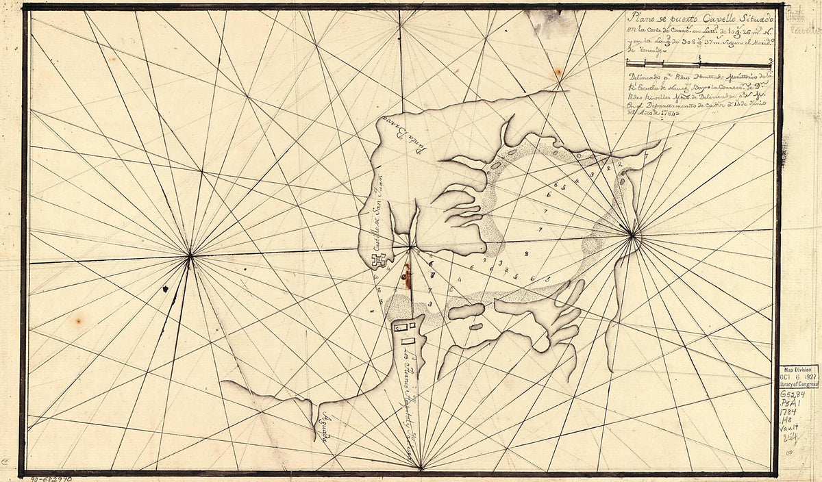 Plano De Puerto Cavello Situado En La Costa De Caracs. En Lattd. De 10 Gs. 26 Ms. N. Y En La Longd. De 308 Gs. 37 Ms. Segun El Merido. De Tenerife 1784 by Relic Map Company