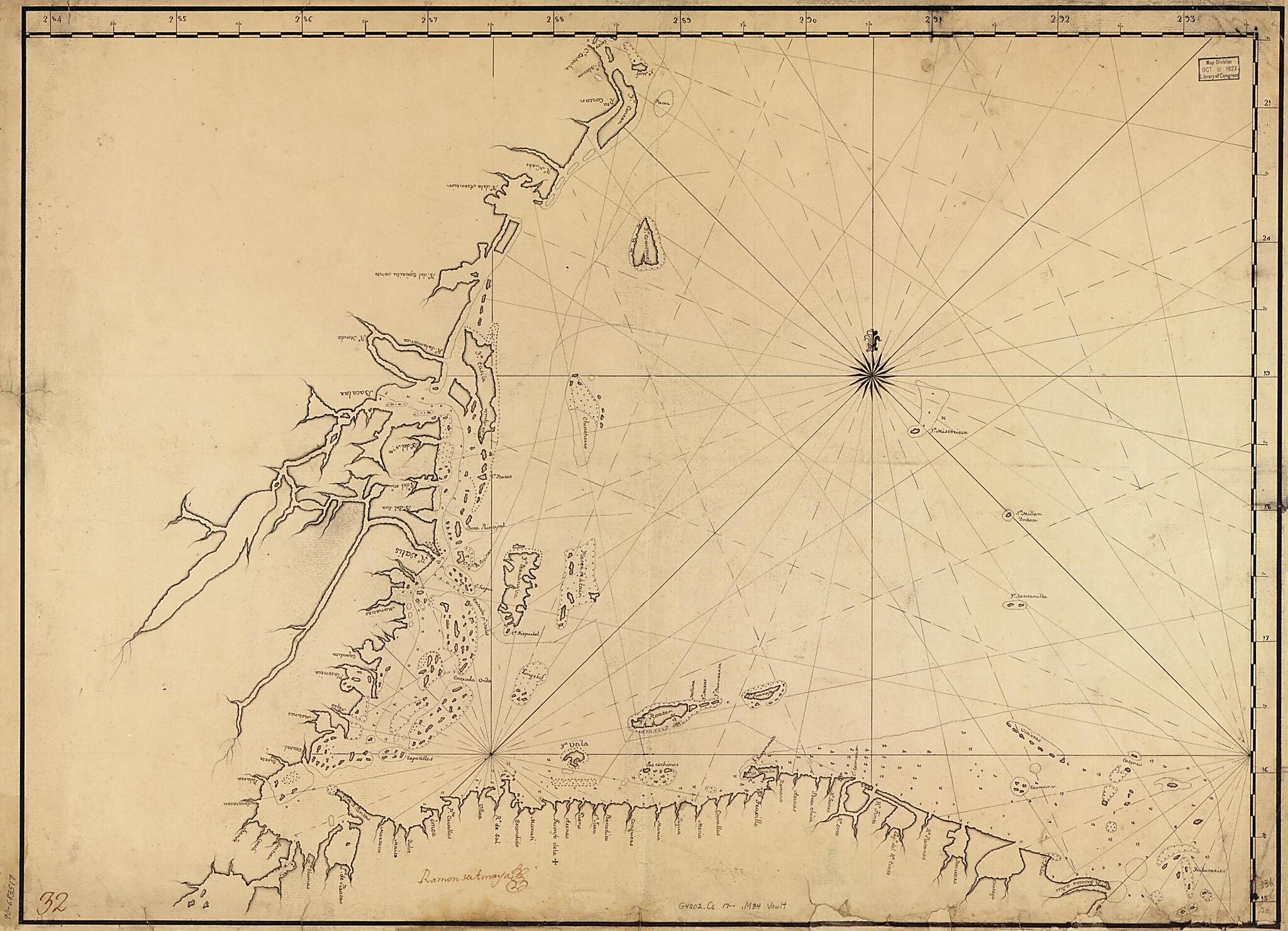 This old map of Map Showing Caribbean Coast of Central America from Yucatan to Honduras from 1700 was created by in 1700
