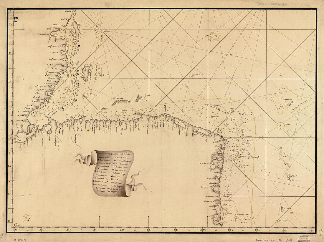This old map of Map Showing Caribbean Coast of Central America from Belize to Nicaragua from 1700 was created by in 1700