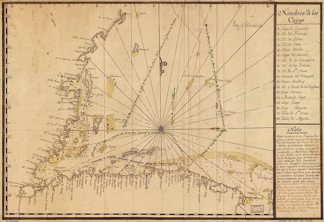 This old map of Map Showing Caribbean Coast of Central America from Yucatan to Nicaragua from 1787 was created by Antonio Alcalá in 1787