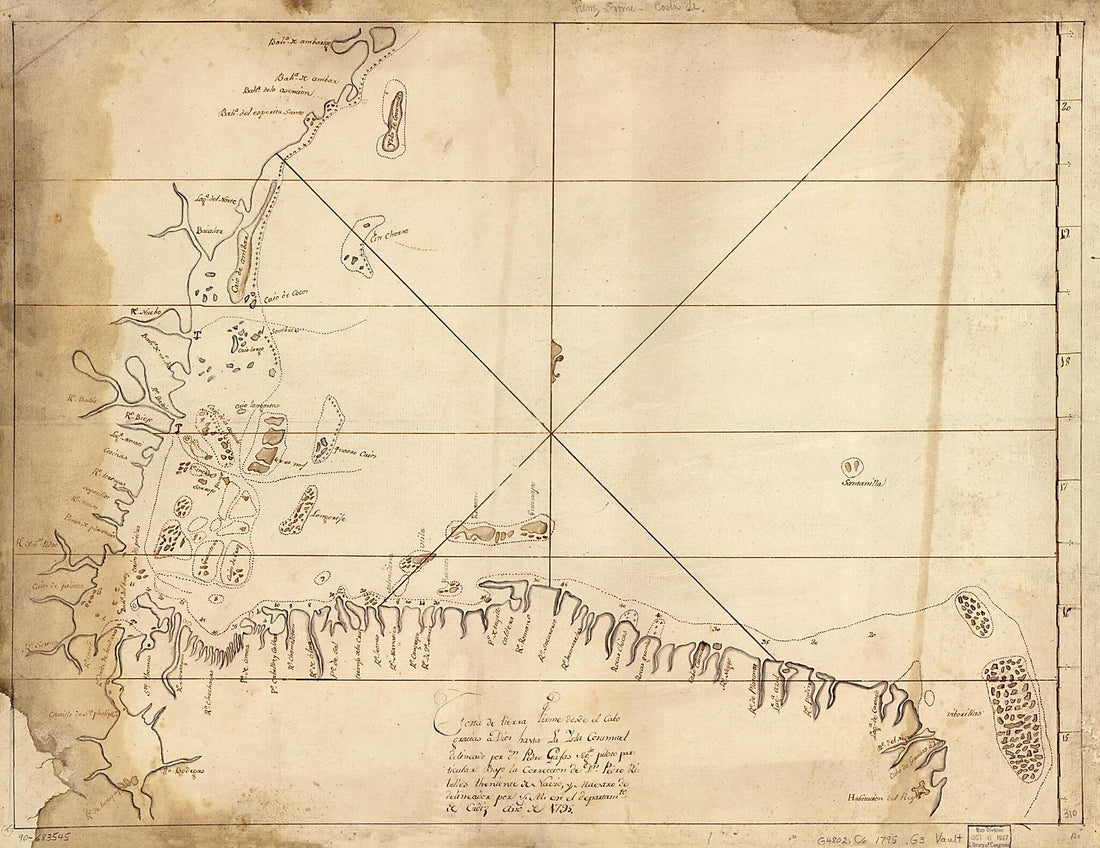 This old map of Costa De Tierra Firme Desde El Cabo Gracias a Dios Hasta La Ysla Cosumuel from 1795 was created by Pedro Gafas in 1795