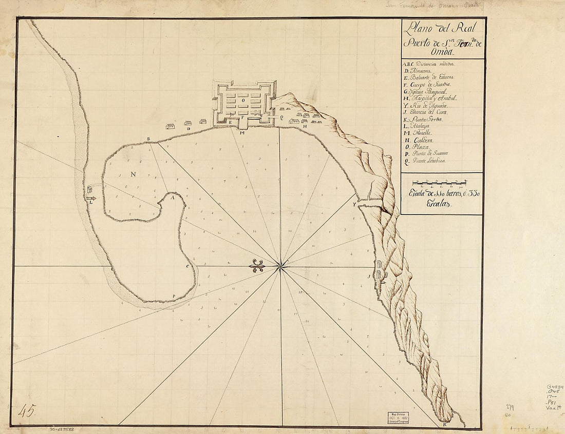 This old map of Plano Del Real Puerto De Sn. Ferndo. De Omoa from 1700 was created by in 1700