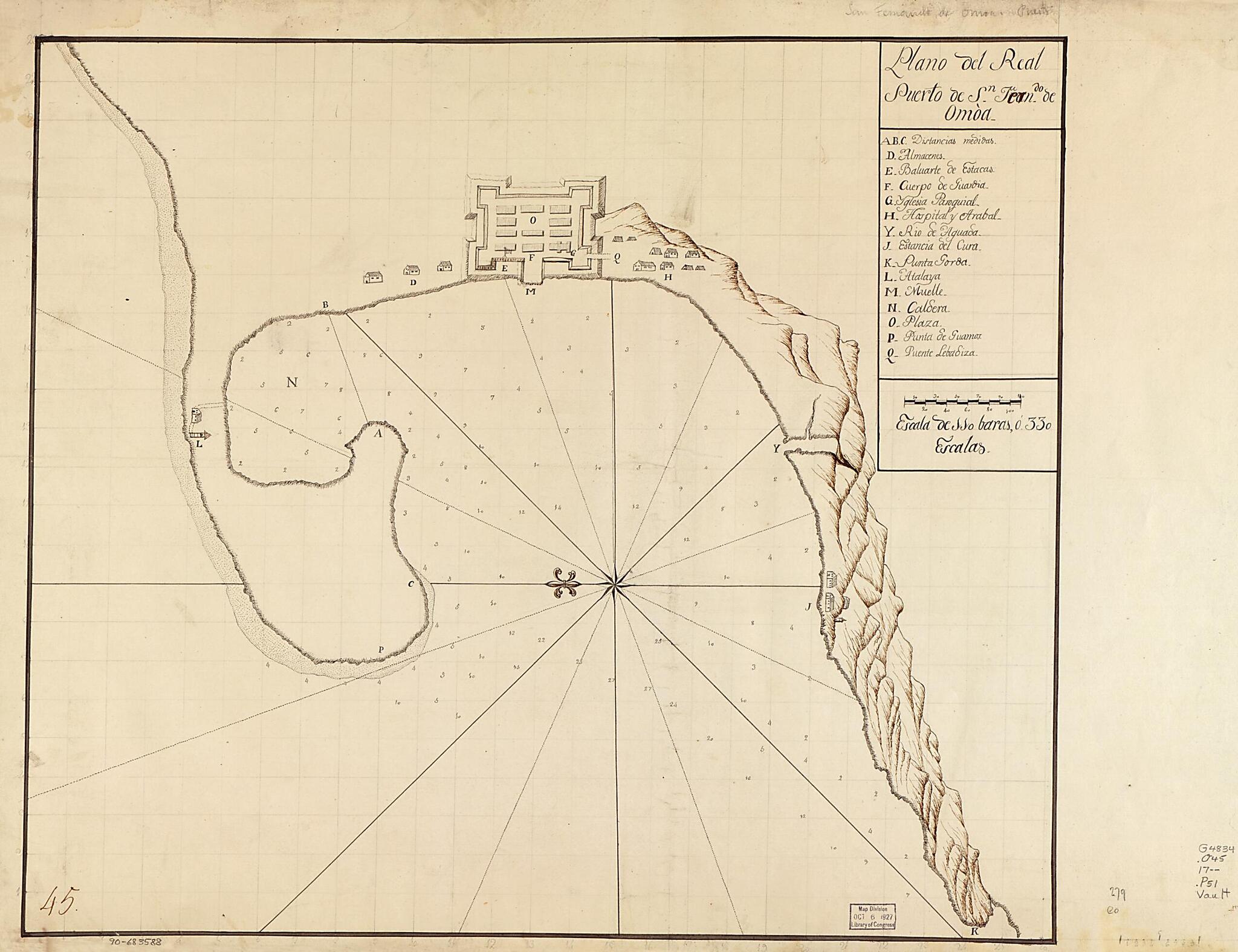 This old map of Plano Del Real Puerto De Sn. Ferndo. De Omoa from 1700 was created by in 1700