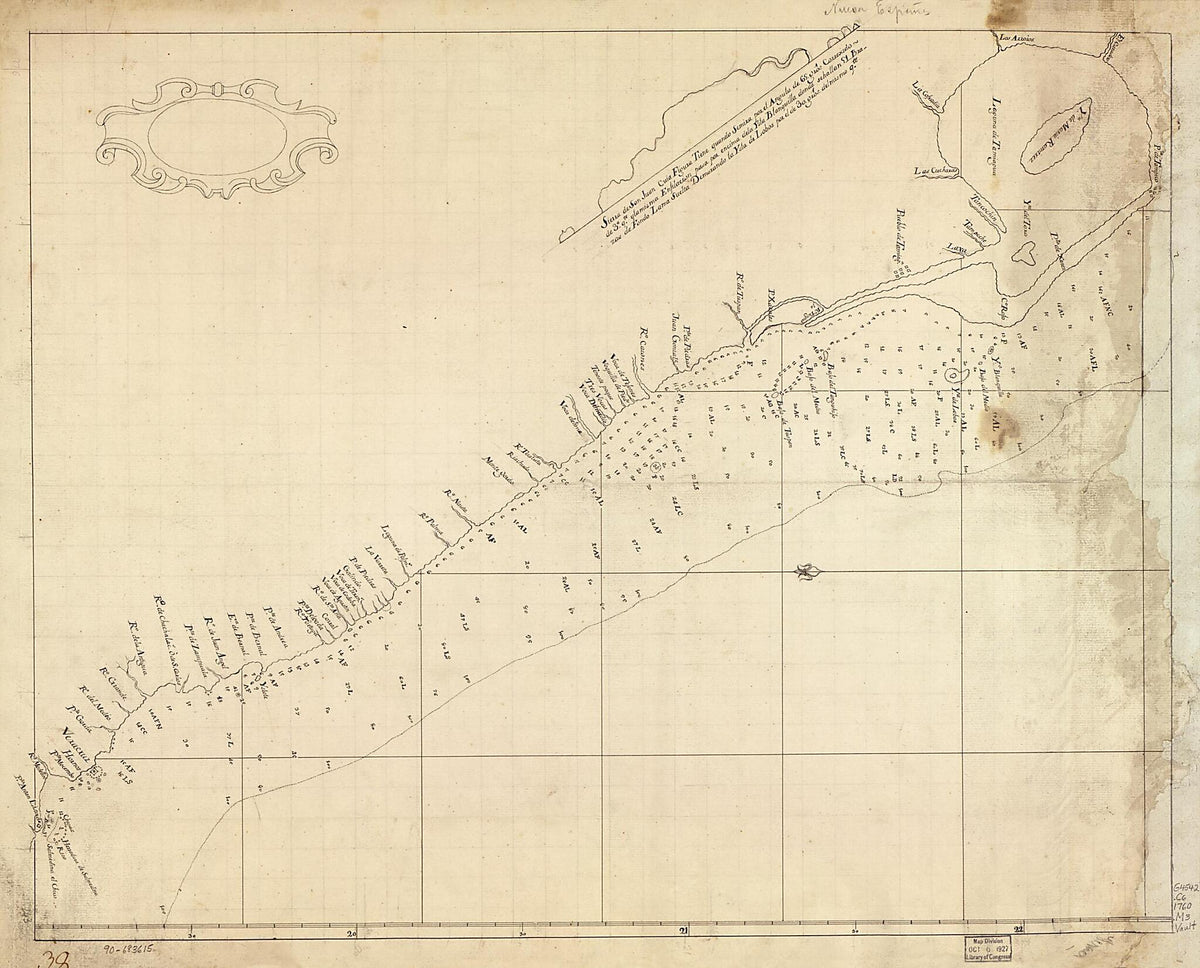 Map Showing Coast of Veracruz State, Mexico, Between Tampico and Antón Lizardo 1760 by Relic Map Company