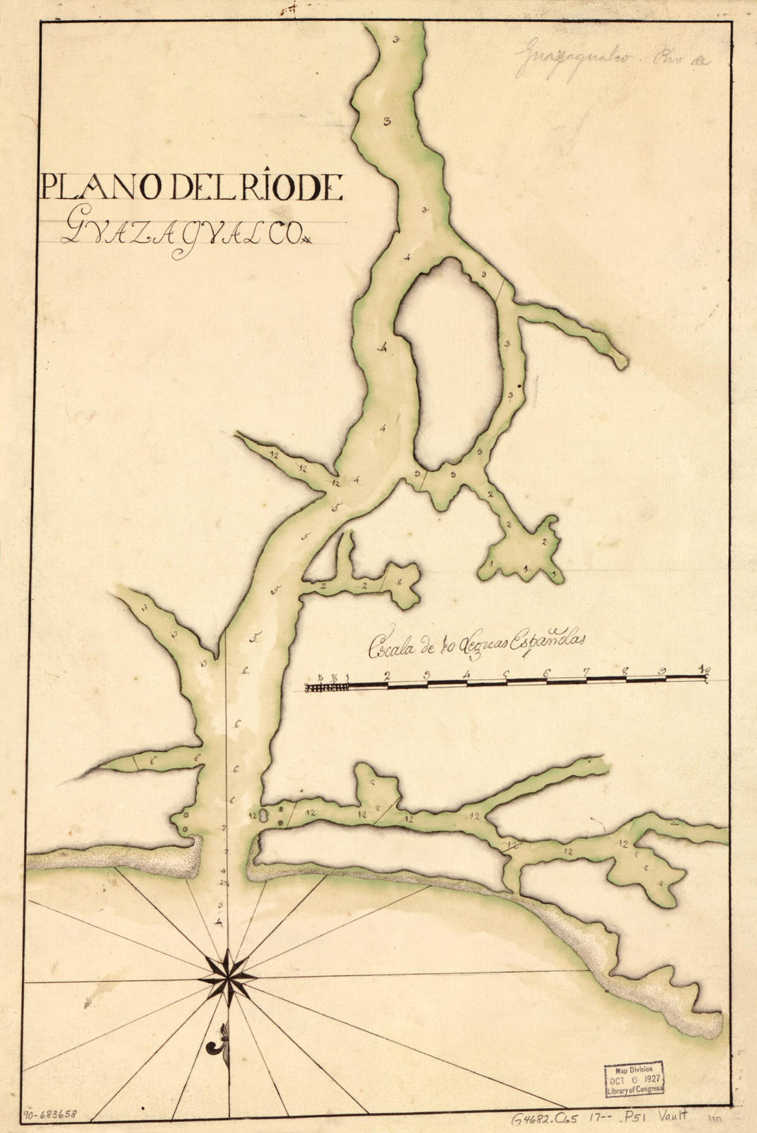 This old map of Plano Del Río De Guazaqualco from 1700 was created by in 1700