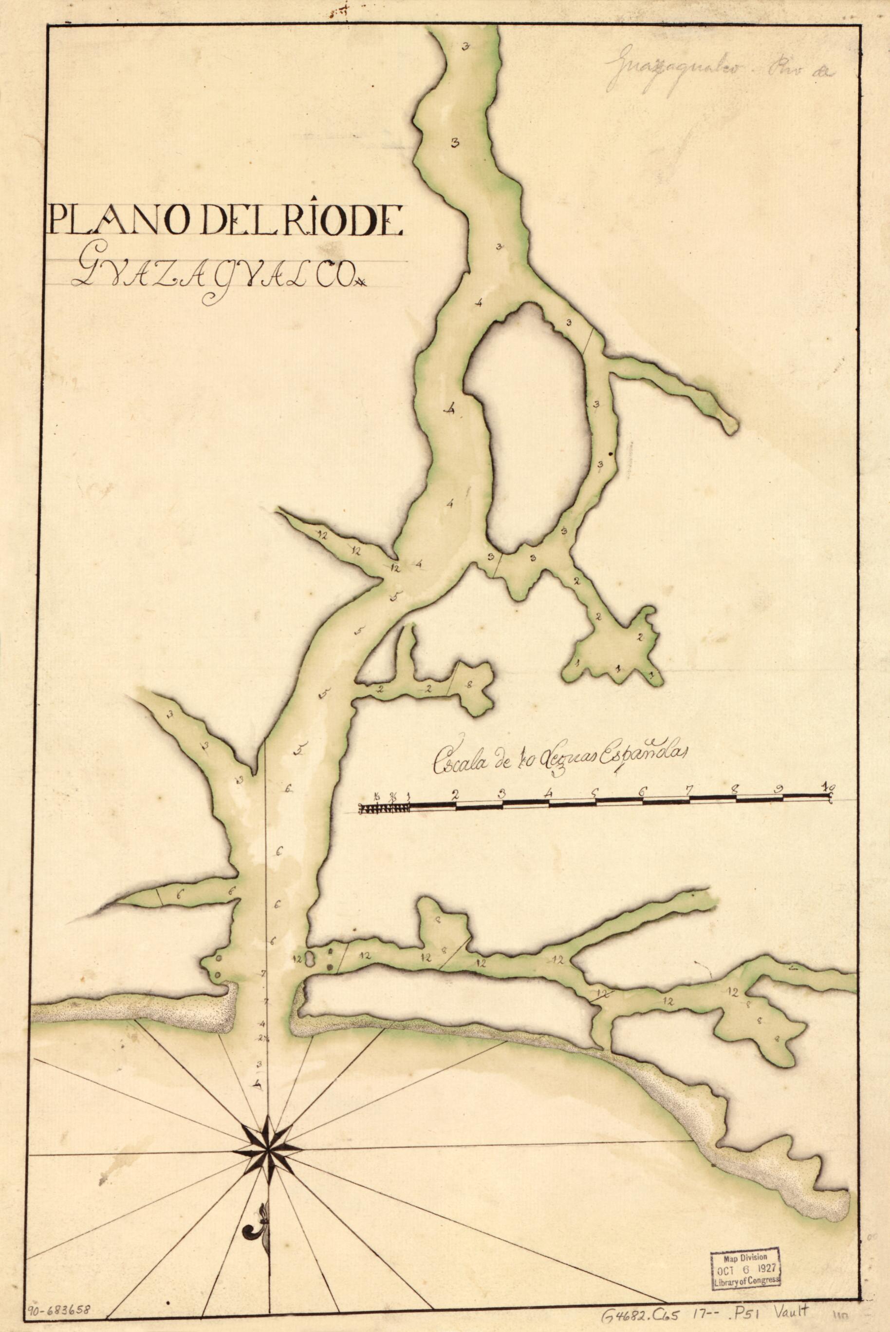 This old map of Plano Del Río De Guazaqualco from 1700 was created by in 1700