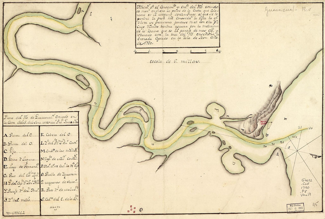 This old map of Plano Del Río De Guazacuals. Cituado En La Costa Del S. Del Seno Mexicao. Proa. Gua?acas from 1790 was created by in 1790