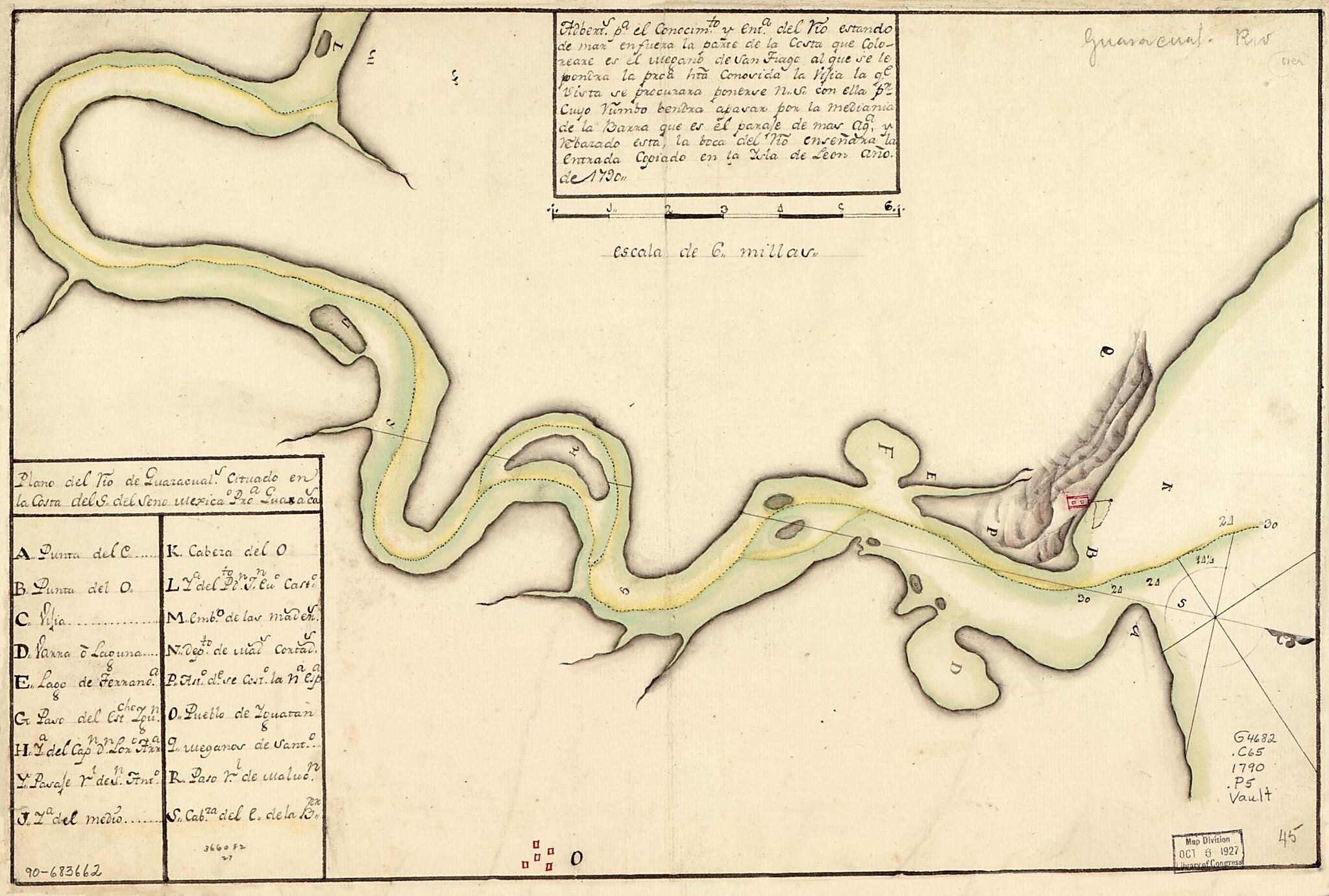 This old map of Plano Del Río De Guazacuals. Cituado En La Costa Del S. Del Seno Mexicao. Proa. Gua?acas from 1790 was created by in 1790